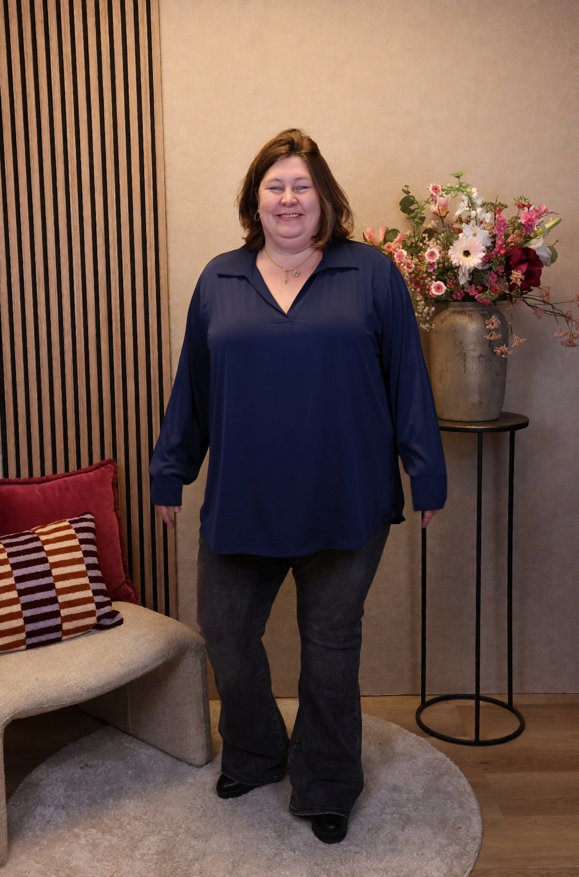 Dora | Bluse schwarz Langarm 52 bis 58