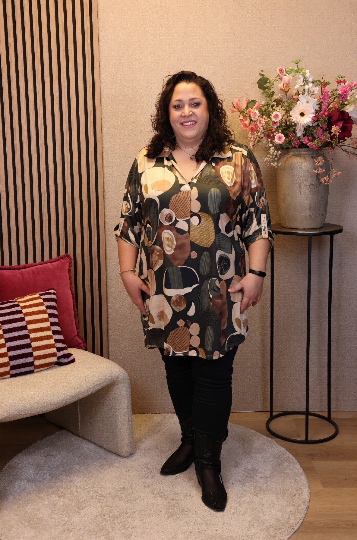 Dora | Bluse schwarz Langarm 52 bis 58