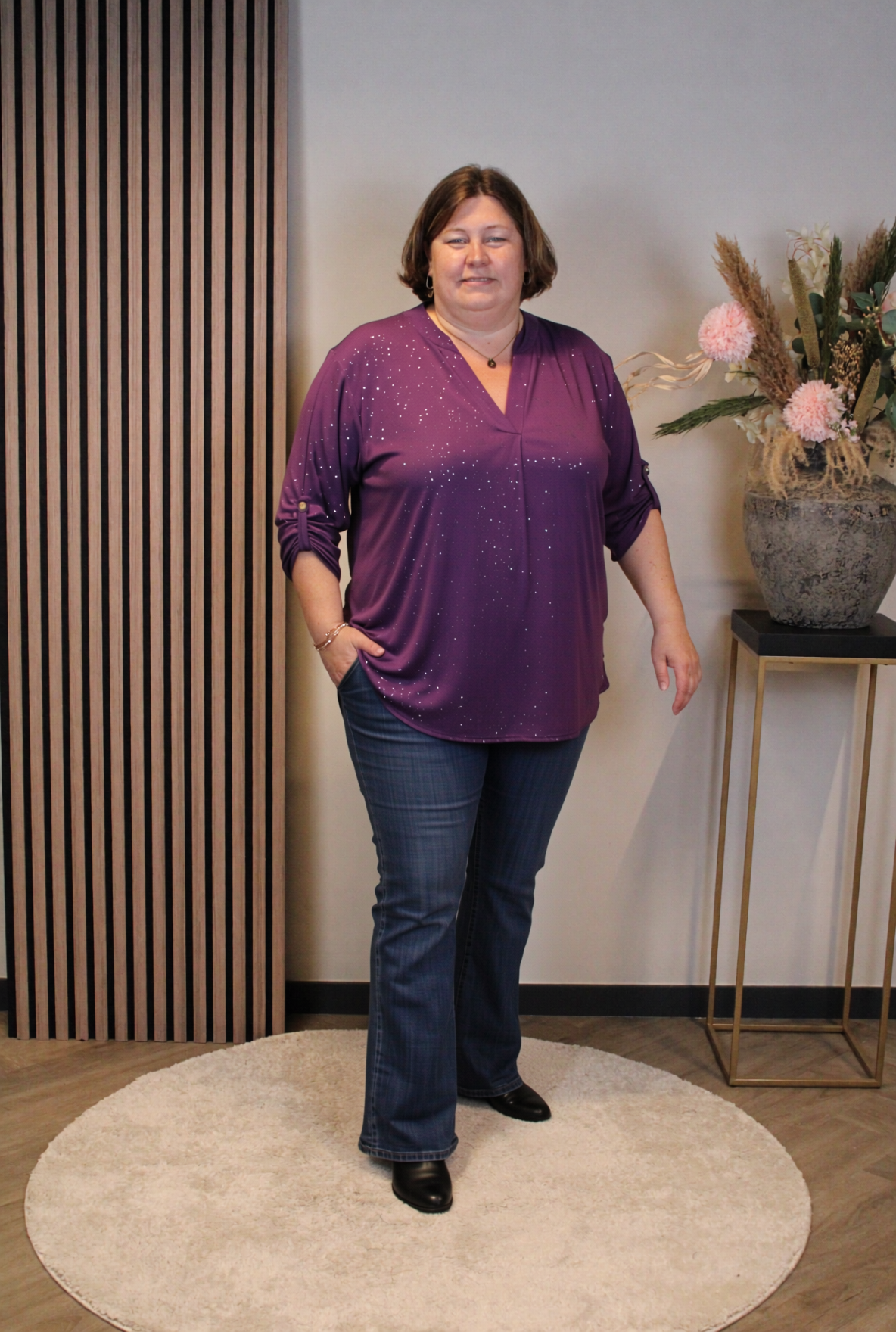 Dora | Bluse schwarz Langarm 52 bis 58