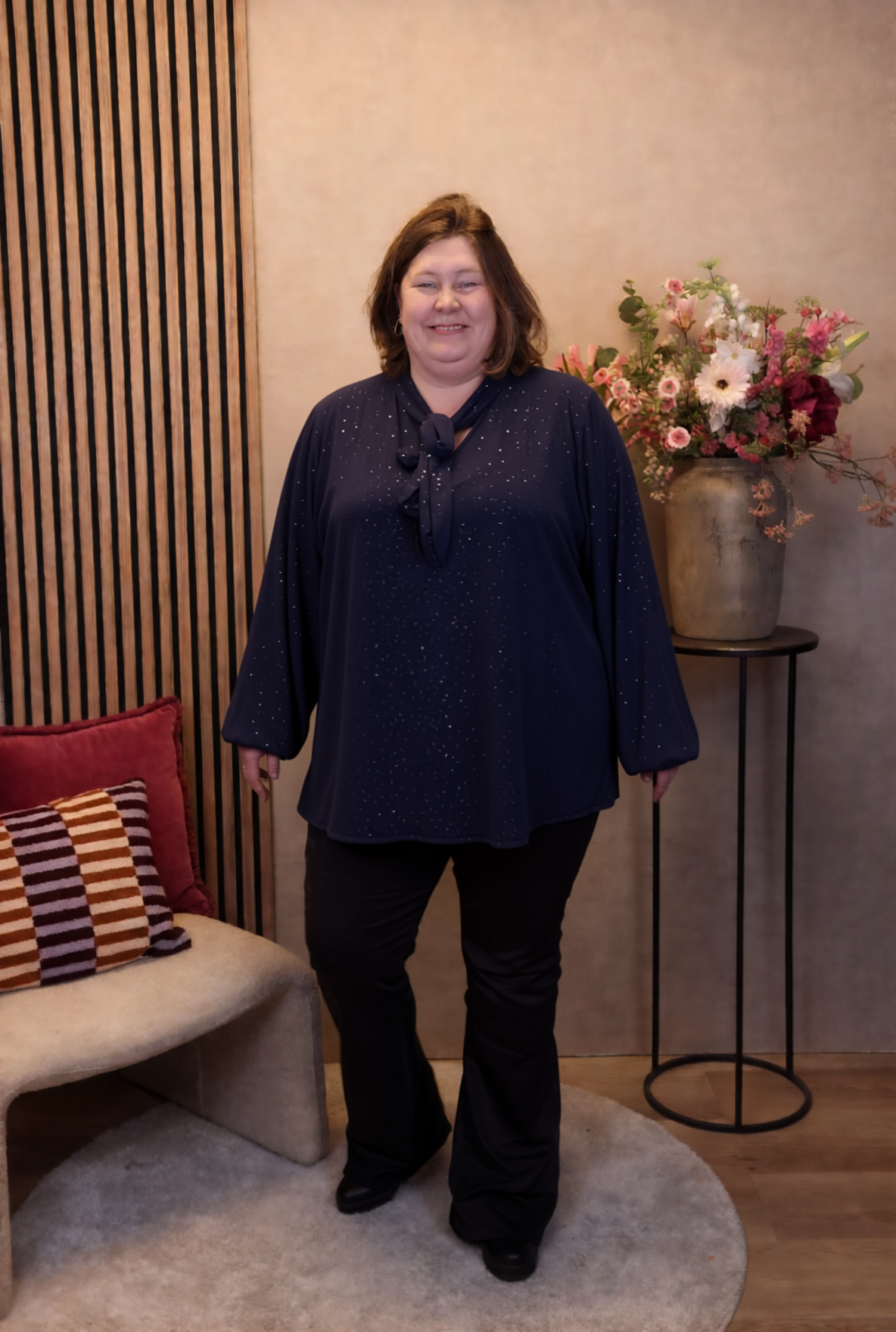Dora | Bluse schwarz Langarm 52 bis 58