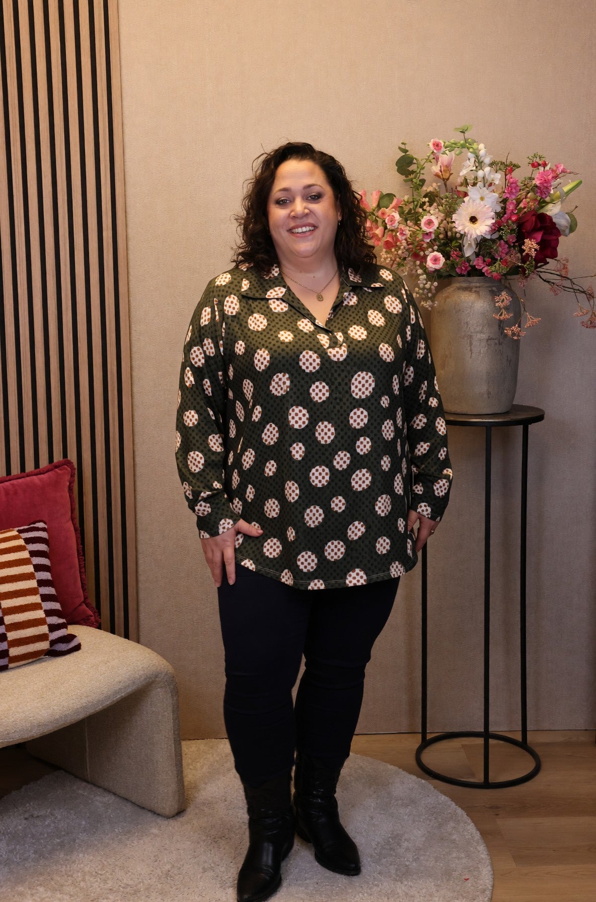 Dora | Bluse schwarz Langarm 52 bis 58