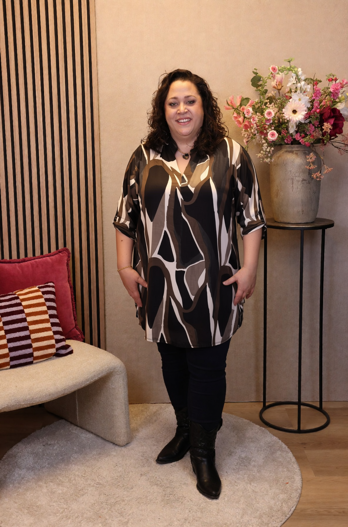 Dora | Bluse schwarz Langarm 52 bis 58