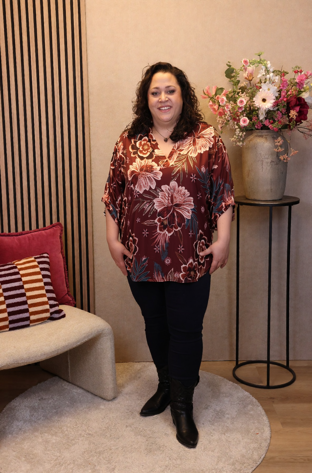 Dora | Bluse schwarz Langarm 52 bis 58