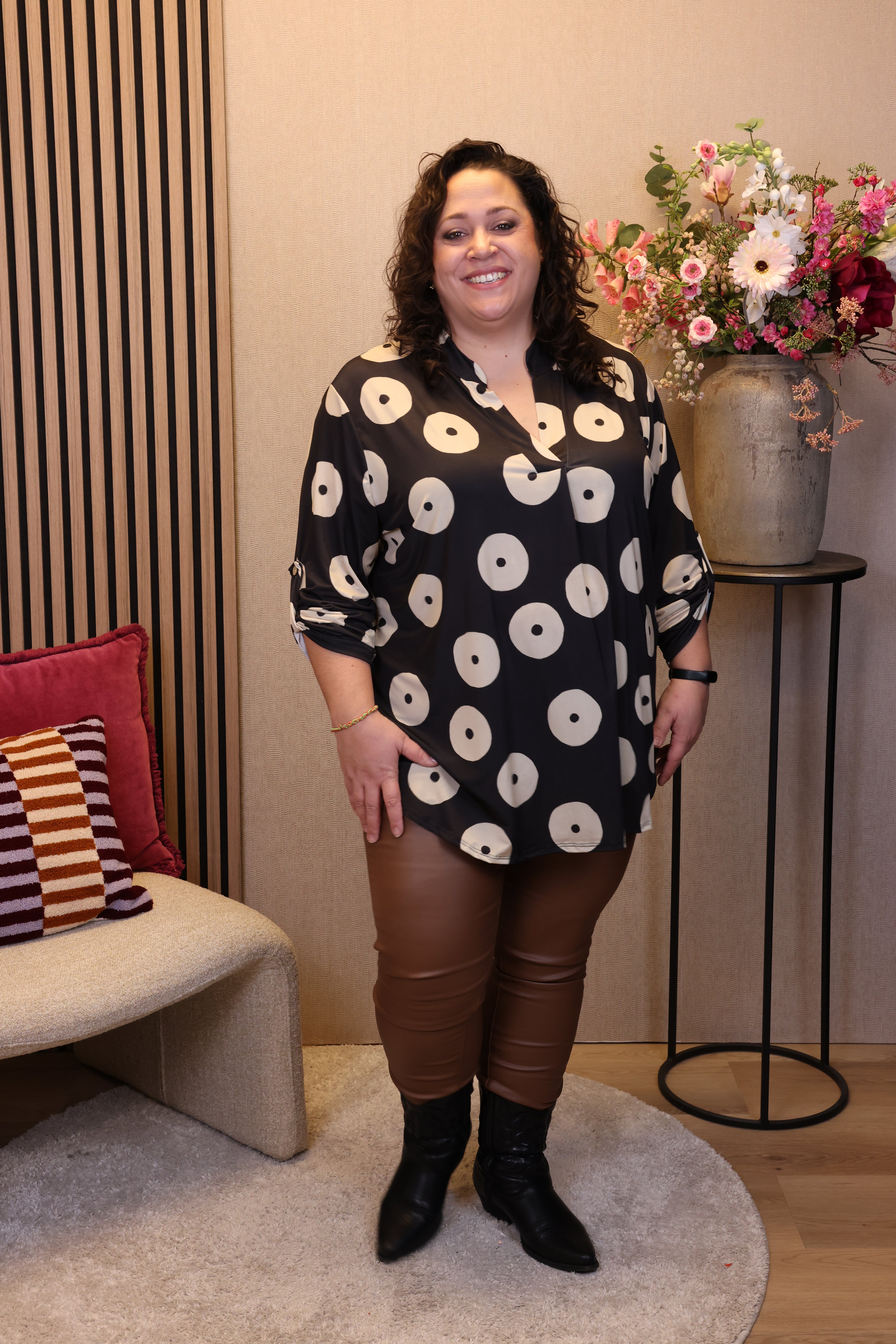 Dora | Bluse schwarz Langarm 52 bis 58