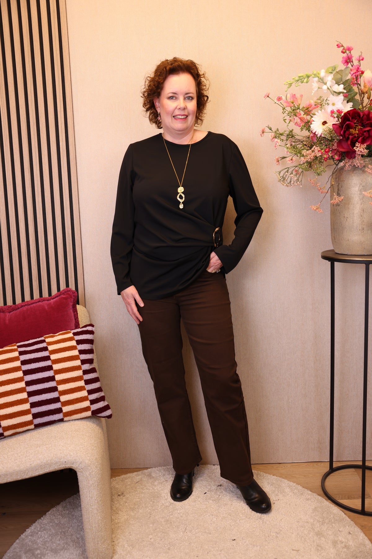 Dora | Bluse schwarz Langarm 52 bis 58