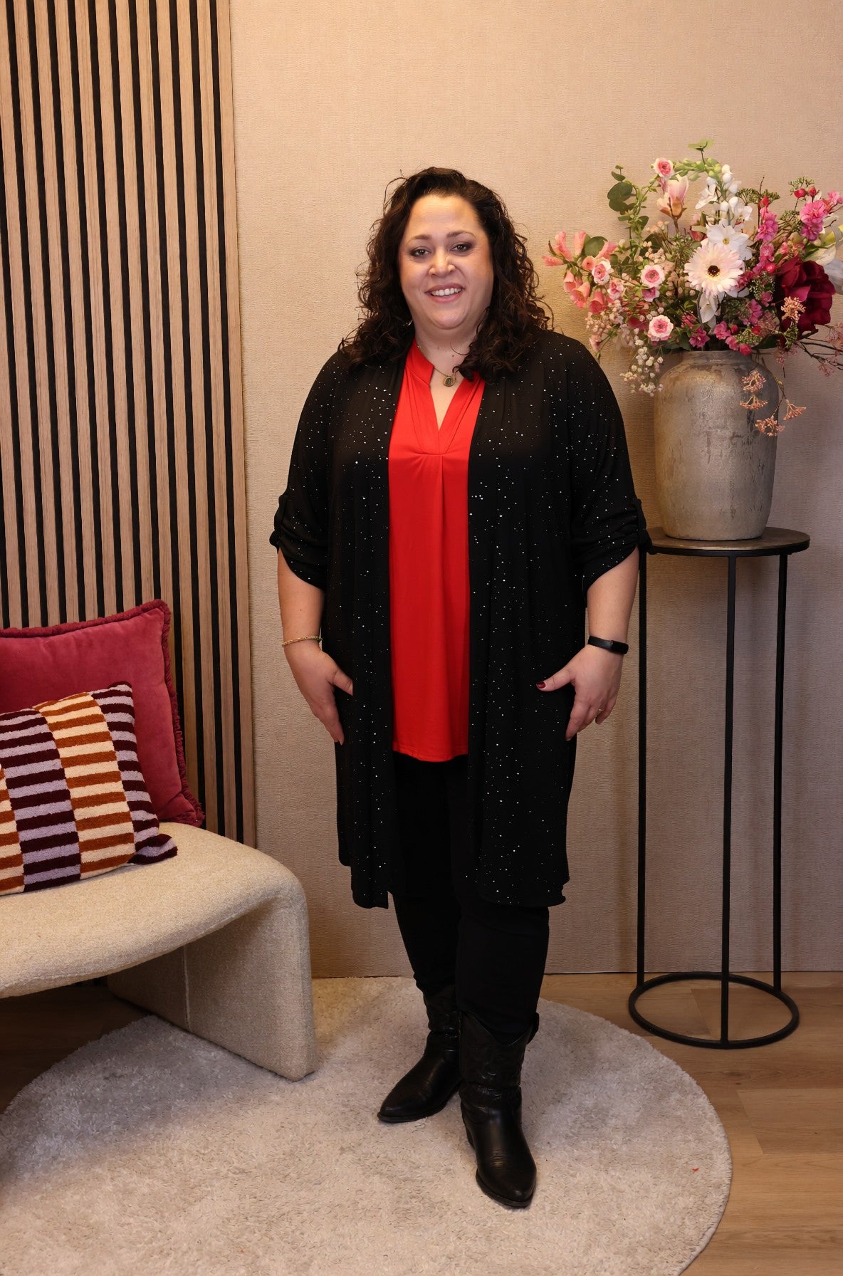 Dora | Bluse schwarz Langarm 52 bis 58