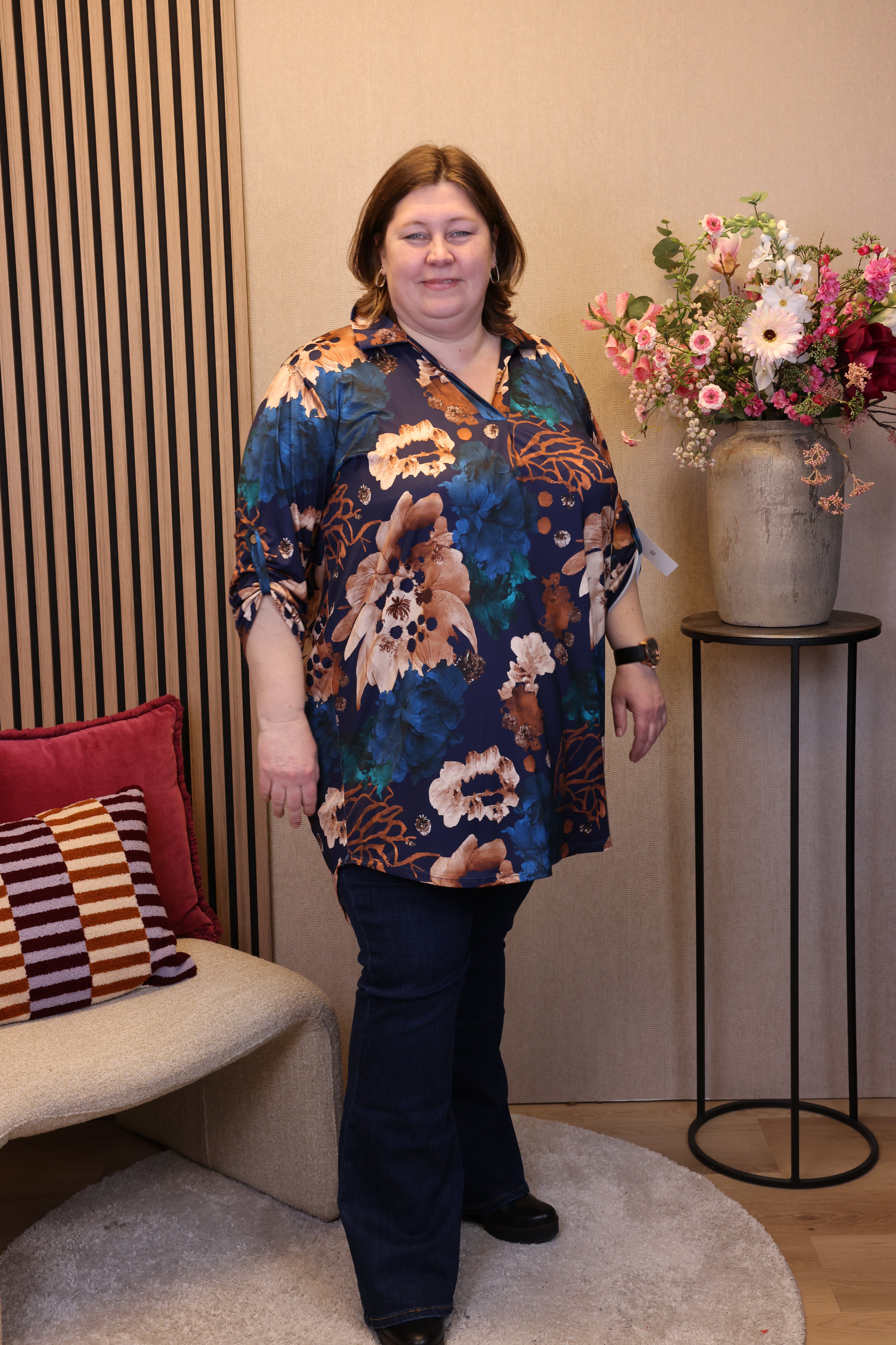 Dora | Bluse schwarz Langarm 52 bis 58