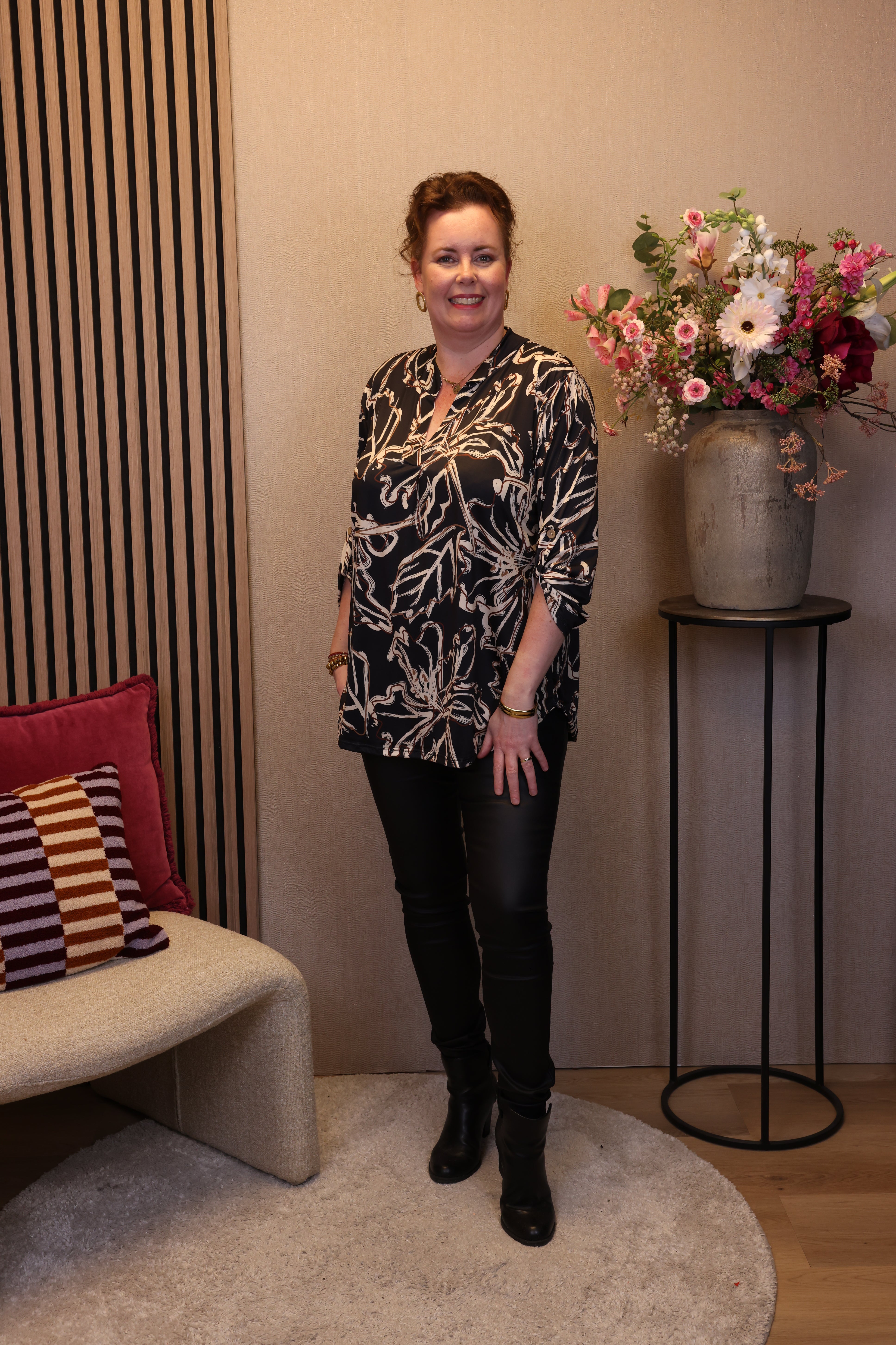 Dora | Bluse schwarz Langarm 52 bis 58