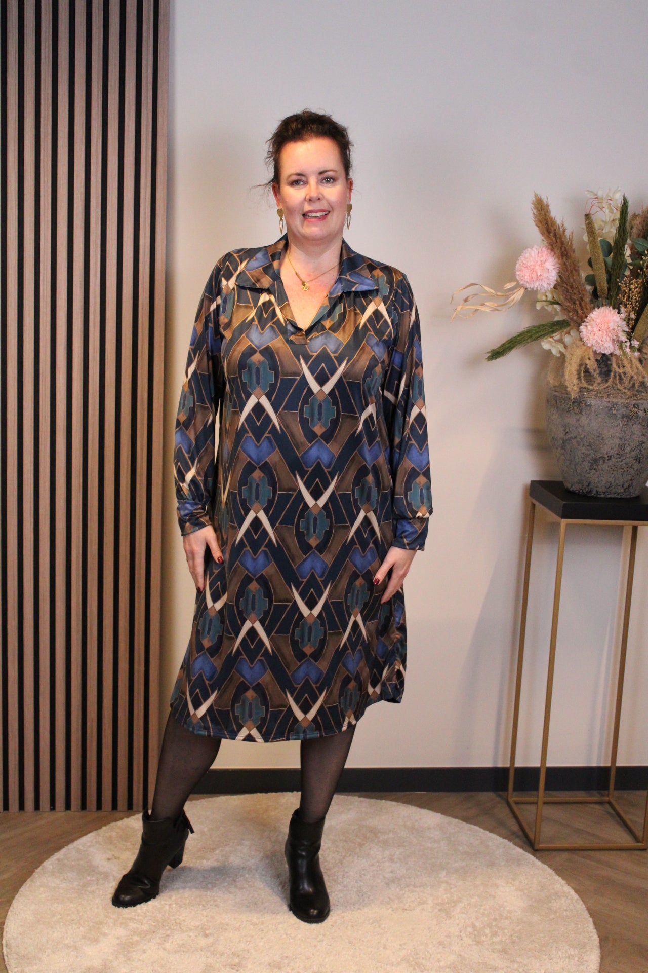 Marise | Blaues Langarmkleid 46 bis 50