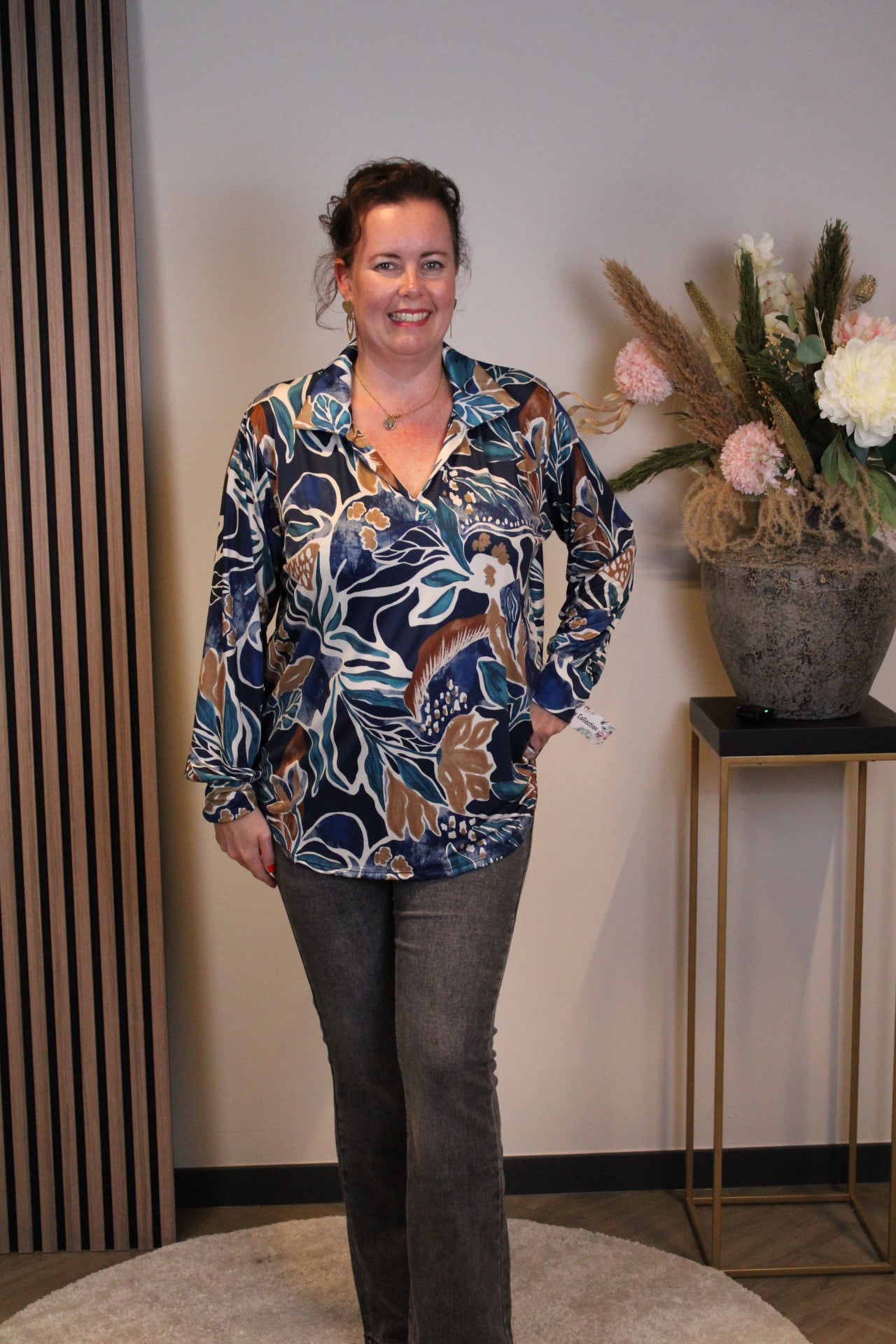 Ivanna | Blaue Bluse mit Kragen 38 bis 48