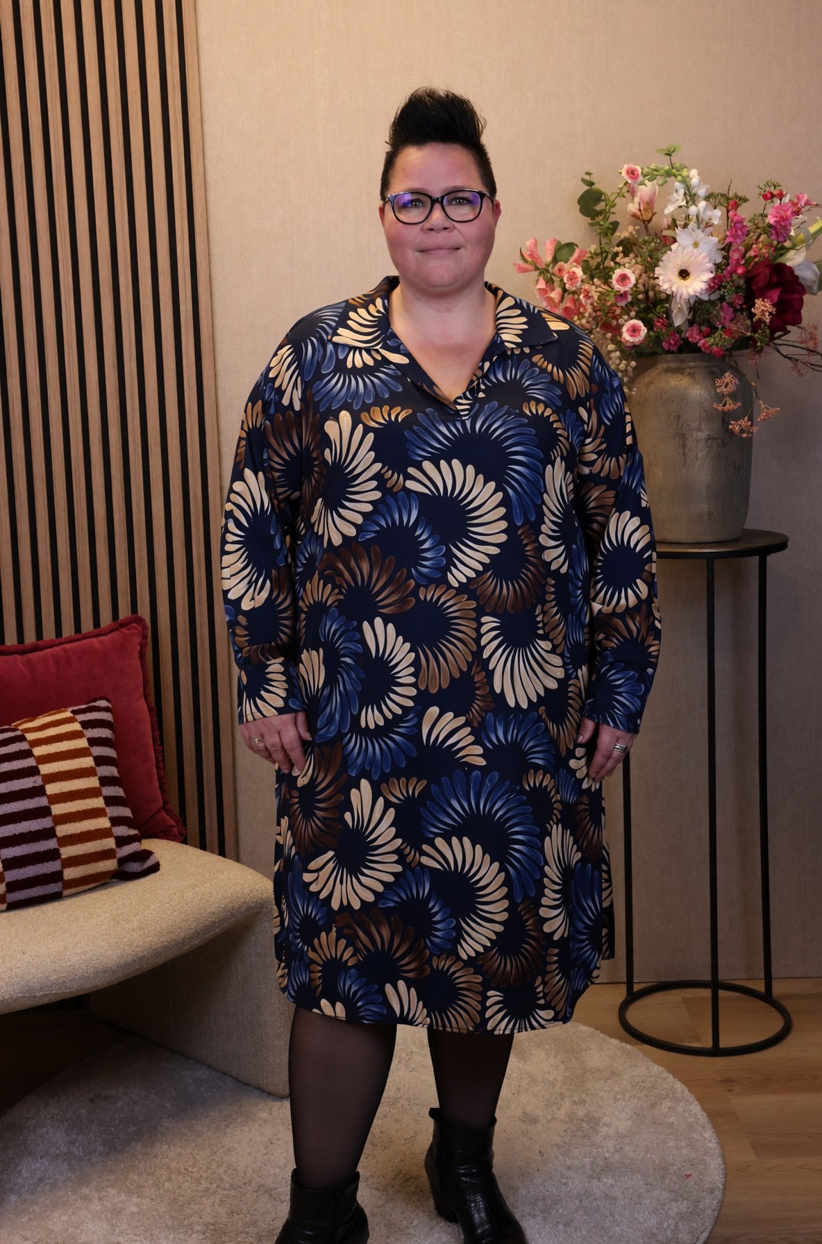 Dora | Bluse schwarz Langarm 52 bis 58