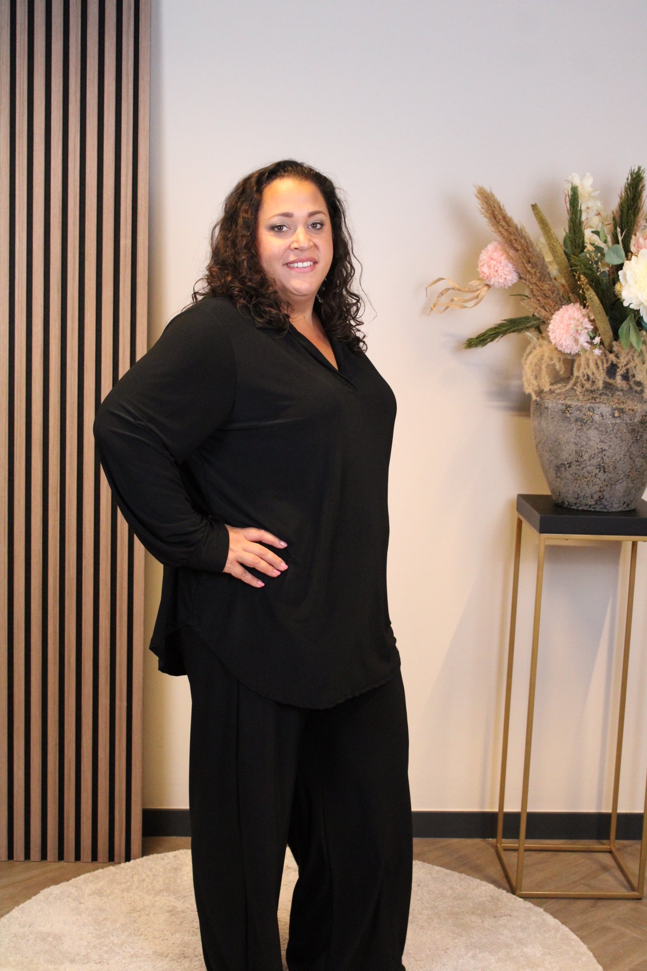 Dora | Bluse schwarz Langarm 52 bis 58