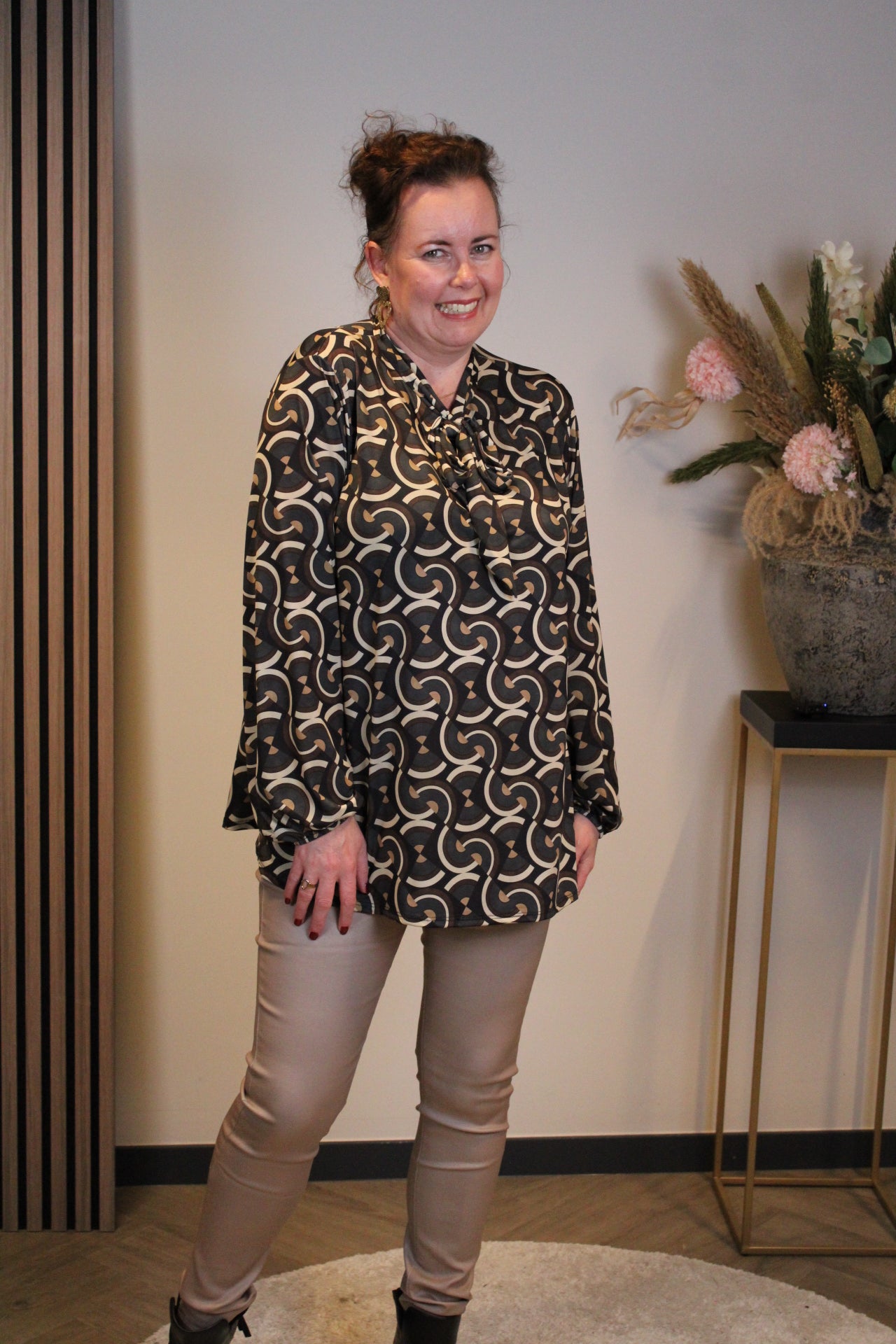 Miekje | Bluse braun Langarm 38 bis 48