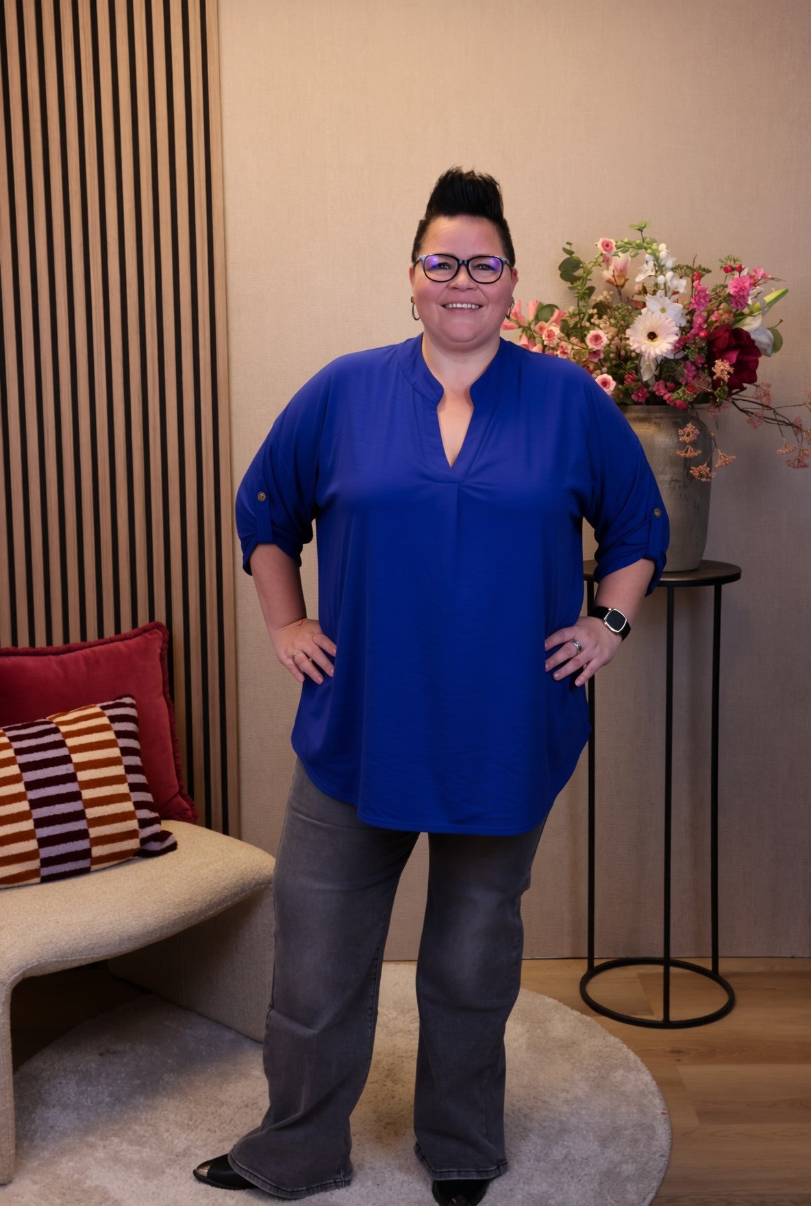 Dora | Bluse schwarz Langarm 52 bis 58