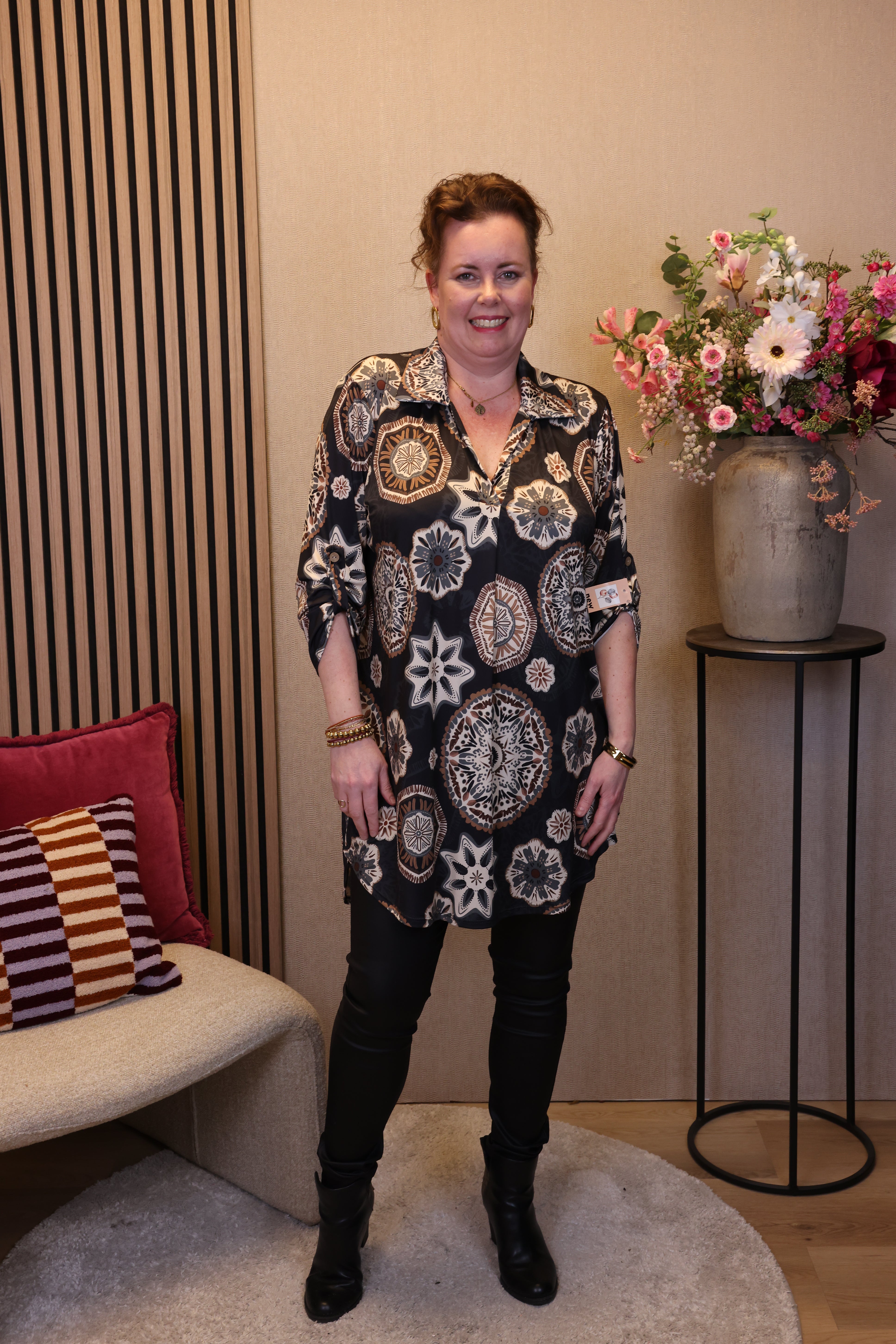 Dora | Bluse schwarz Langarm 52 bis 58