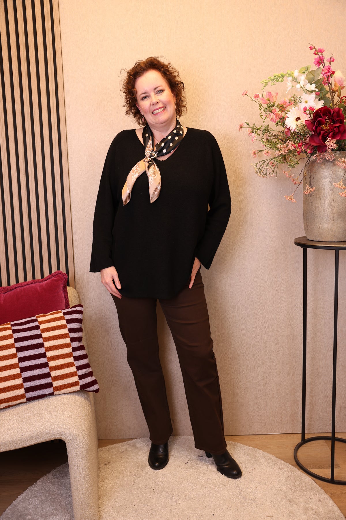 Dora | Bluse schwarz Langarm 52 bis 58