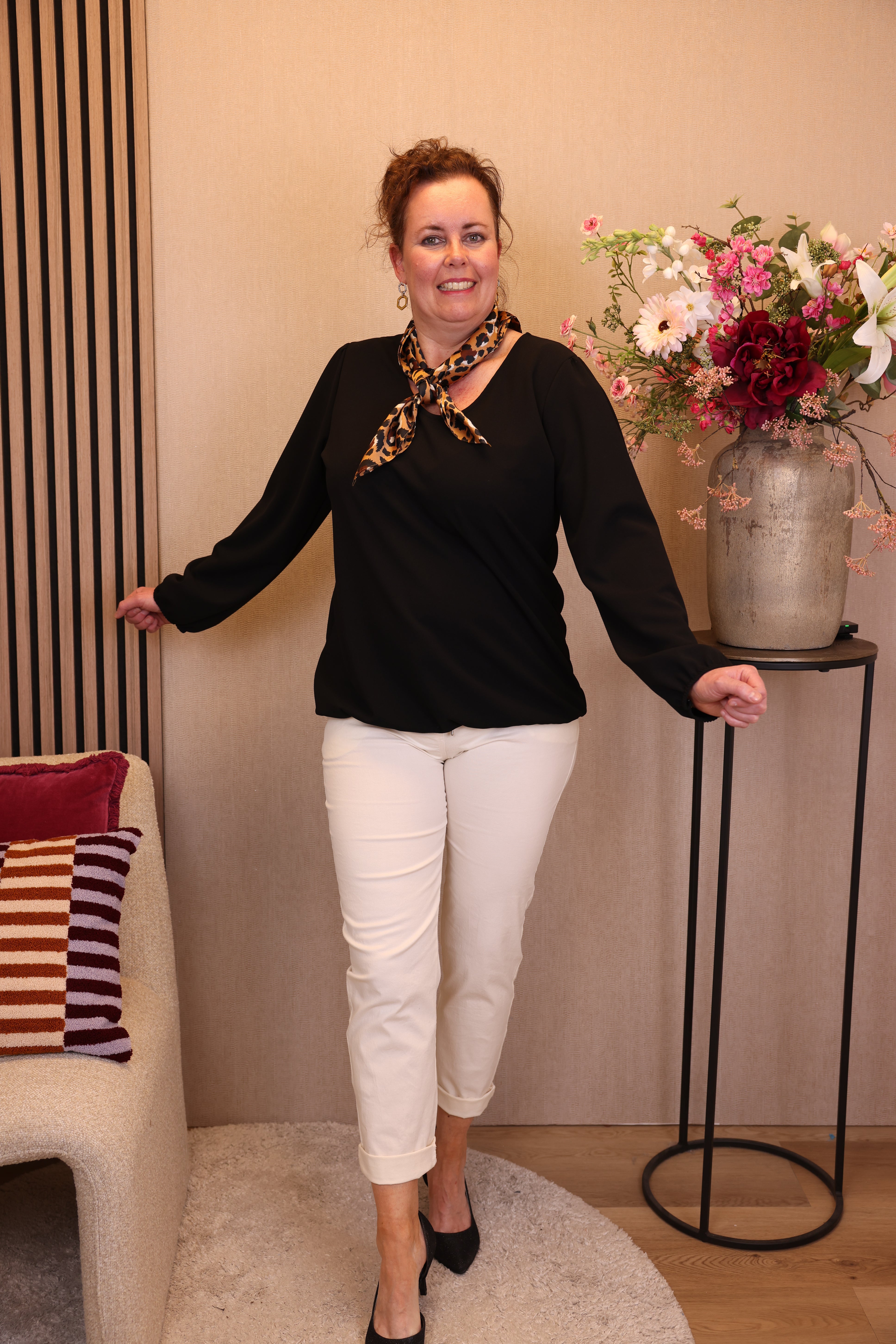 Dora | Bluse schwarz Langarm 52 bis 58