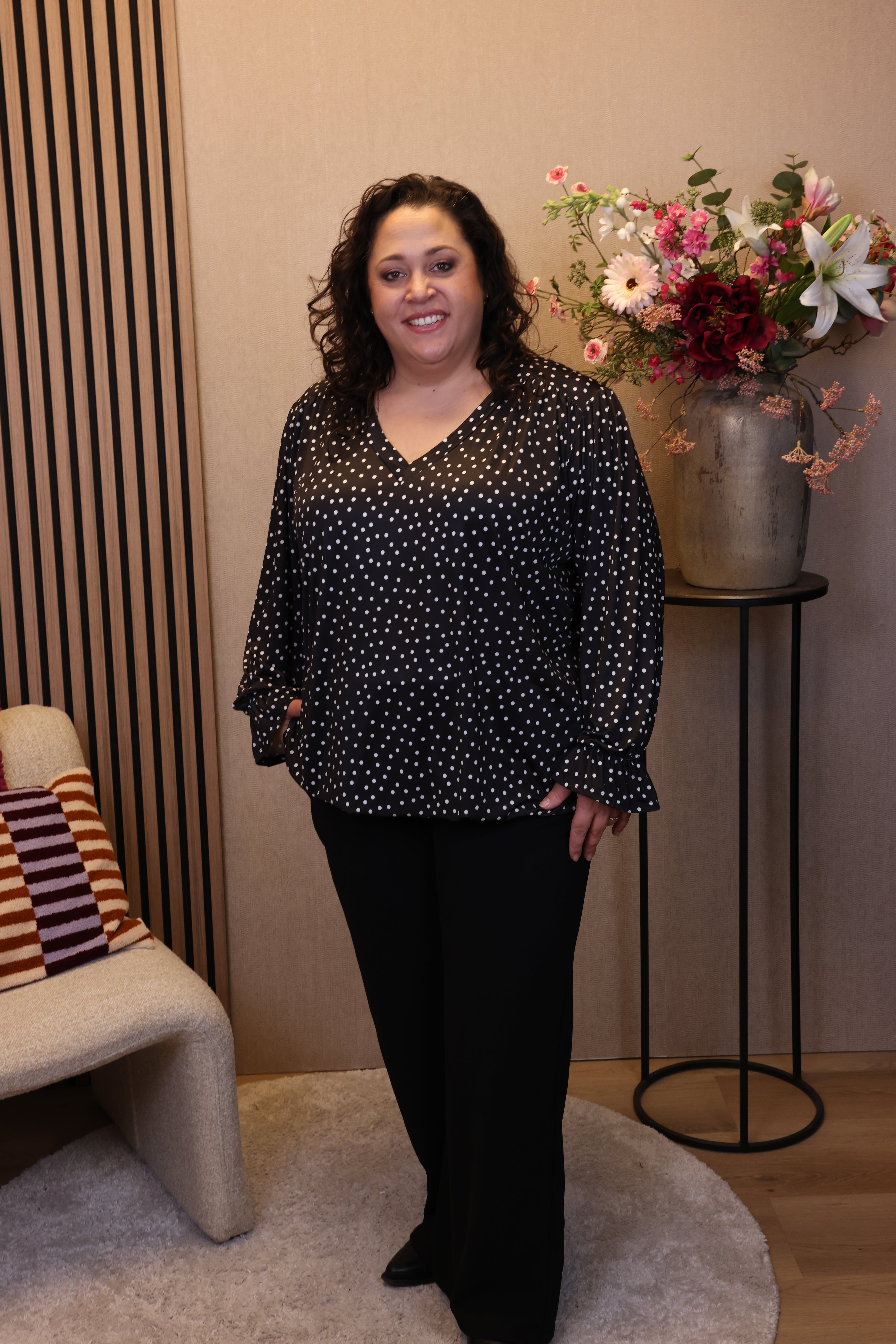 Dora | Bluse schwarz Langarm 52 bis 58