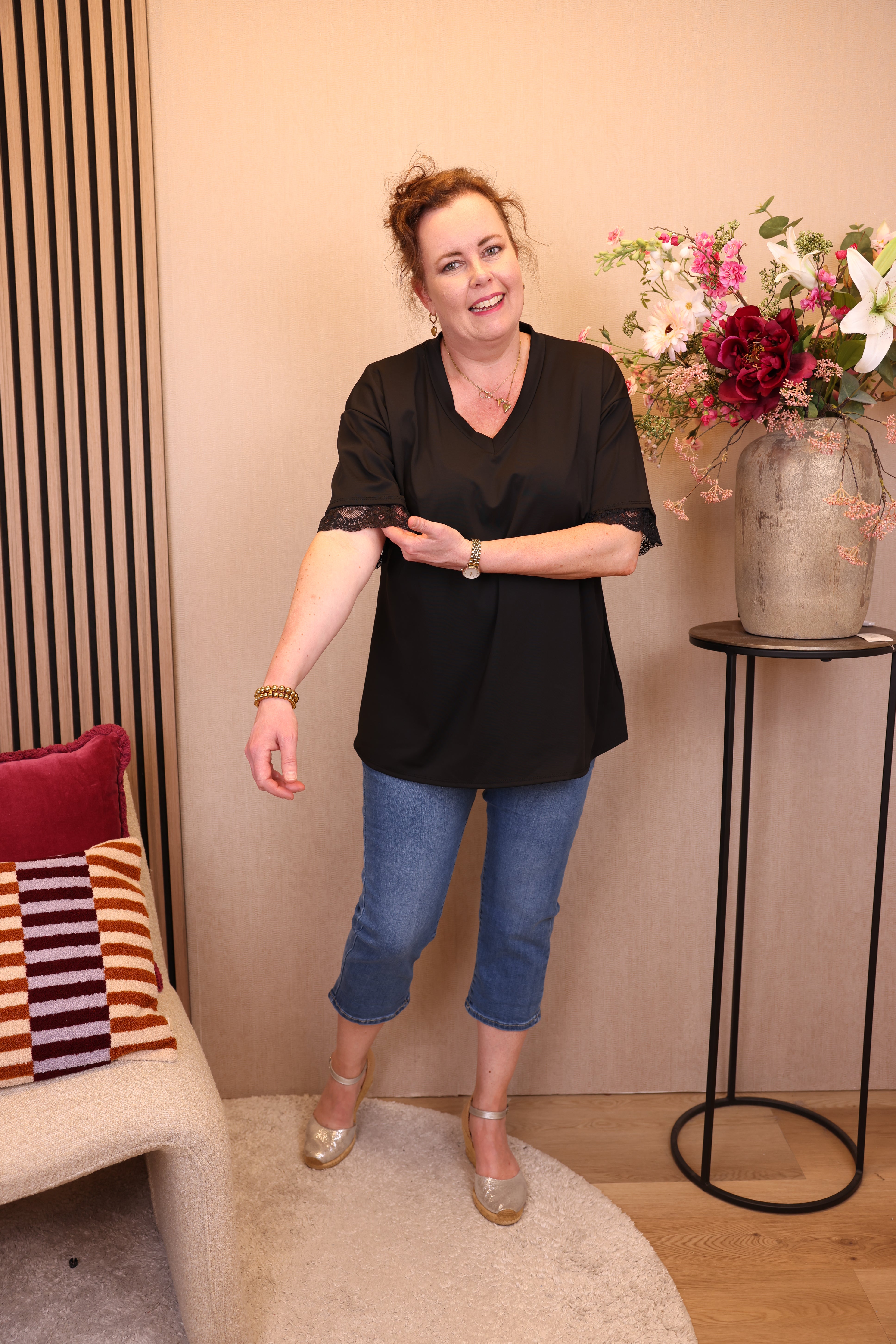 Dora | Bluse schwarz Langarm 52 bis 58