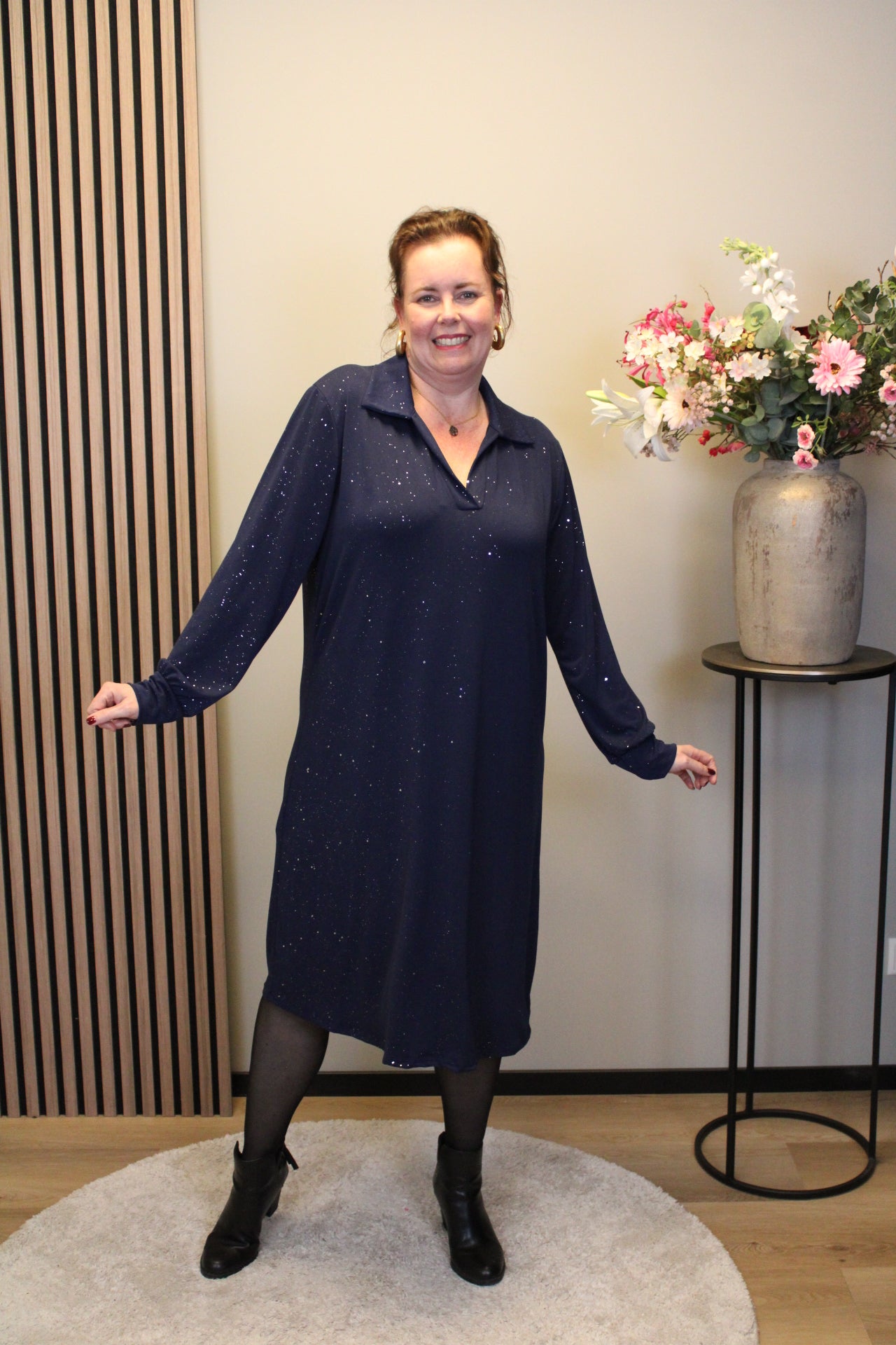 Marise | Blaues Langarmkleid 46 bis 50