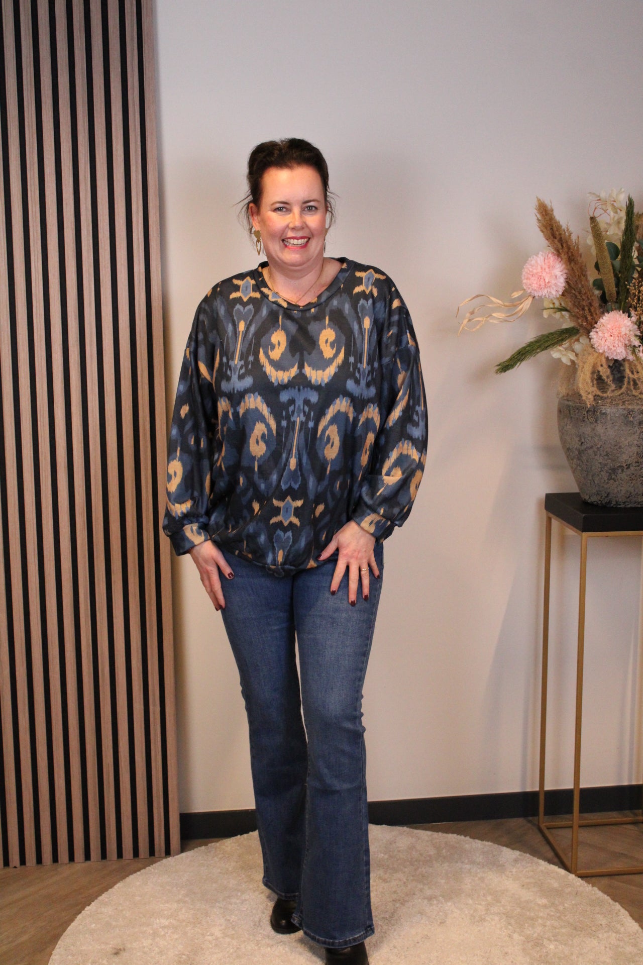 Dora | Bluse schwarz Langarm 52 bis 58