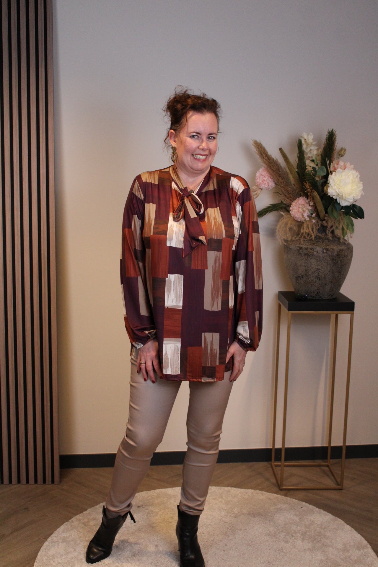 Miekje | Bluse braun Langarm 38 bis 48