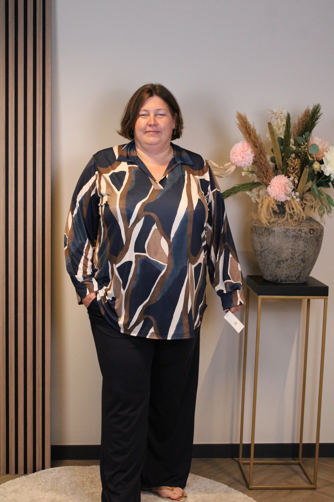 Dora | Bluse schwarz Langarm 52 bis 58