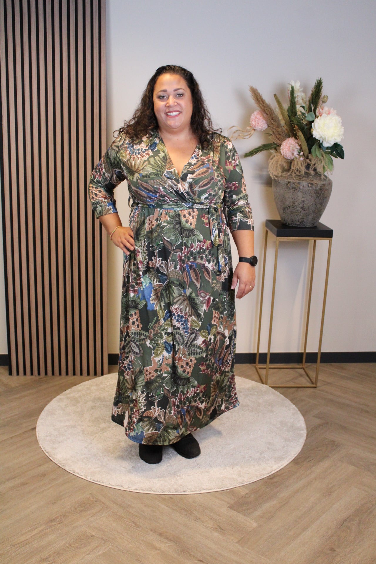 Christa | Grünes Kleid mit langen Ärmeln, Größe 46 bis 50