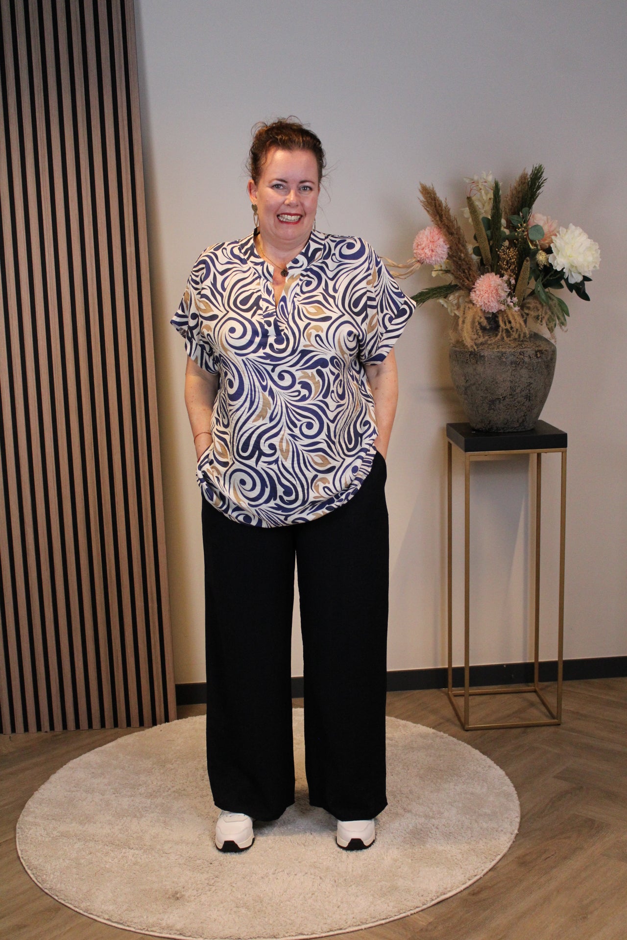 Dora | Bluse schwarz Langarm 52 bis 58