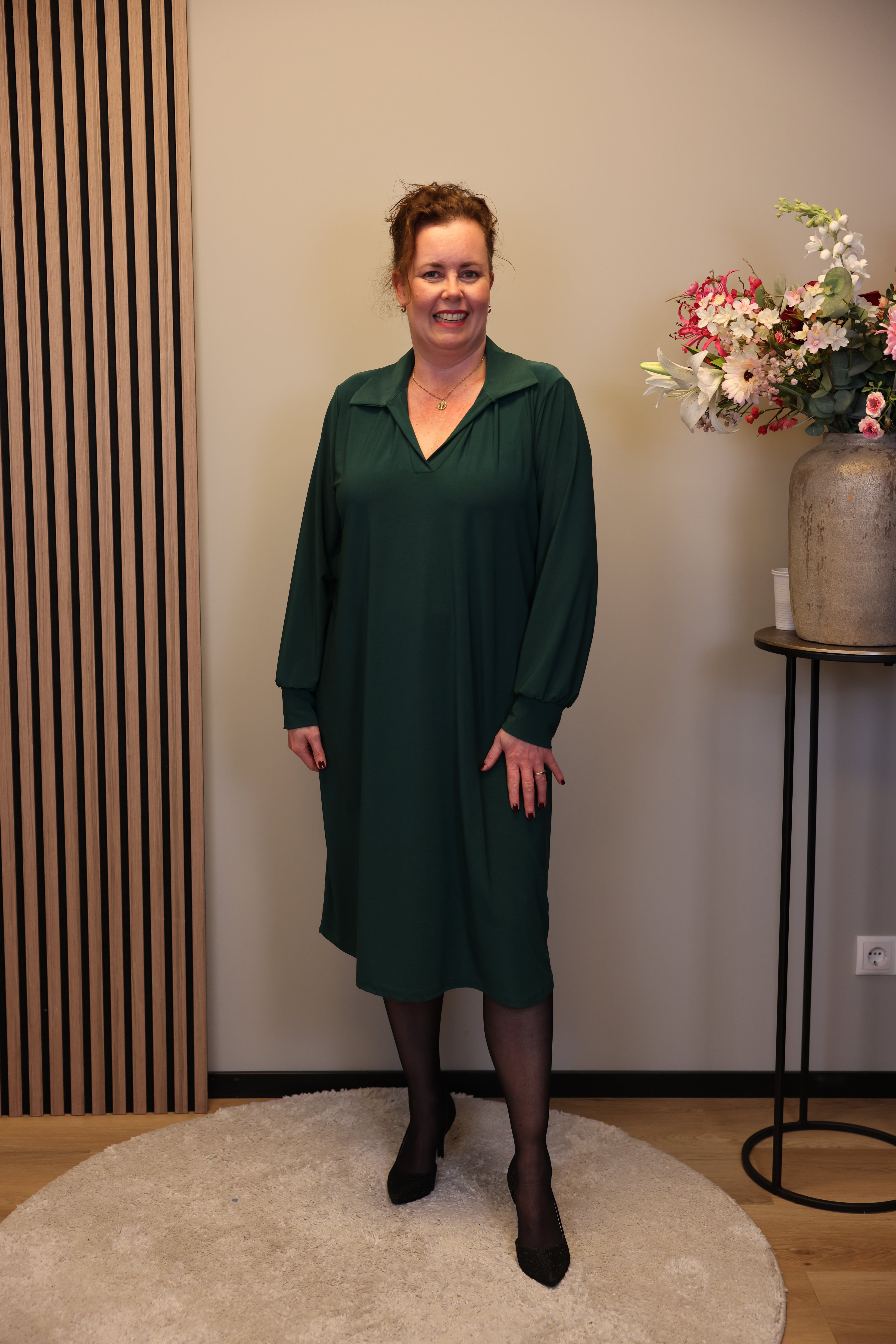 Christa | Grünes Kleid mit langen Ärmeln, Größe 38 bis 44