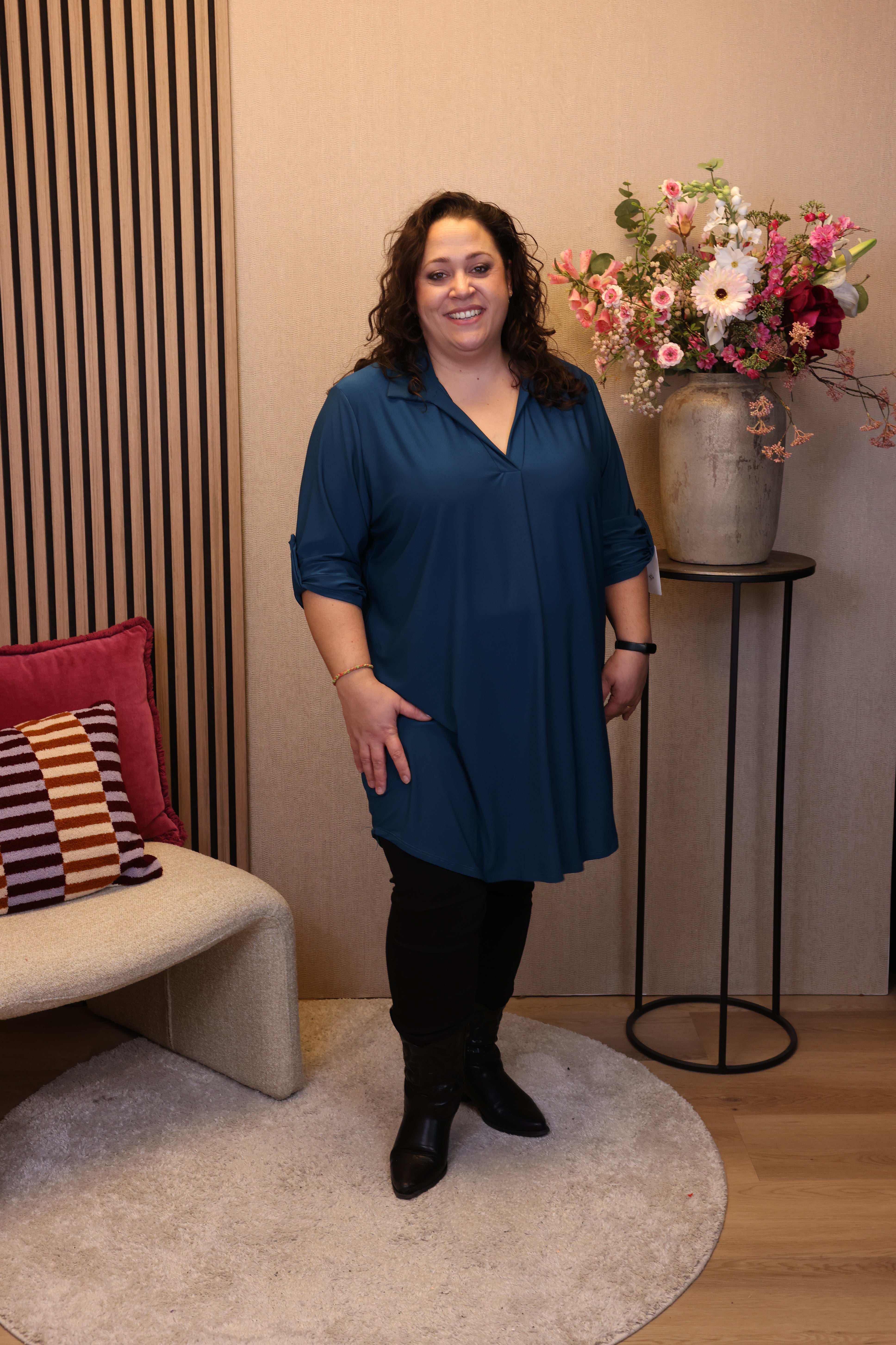 Dora | Bluse schwarz Langarm 52 bis 58