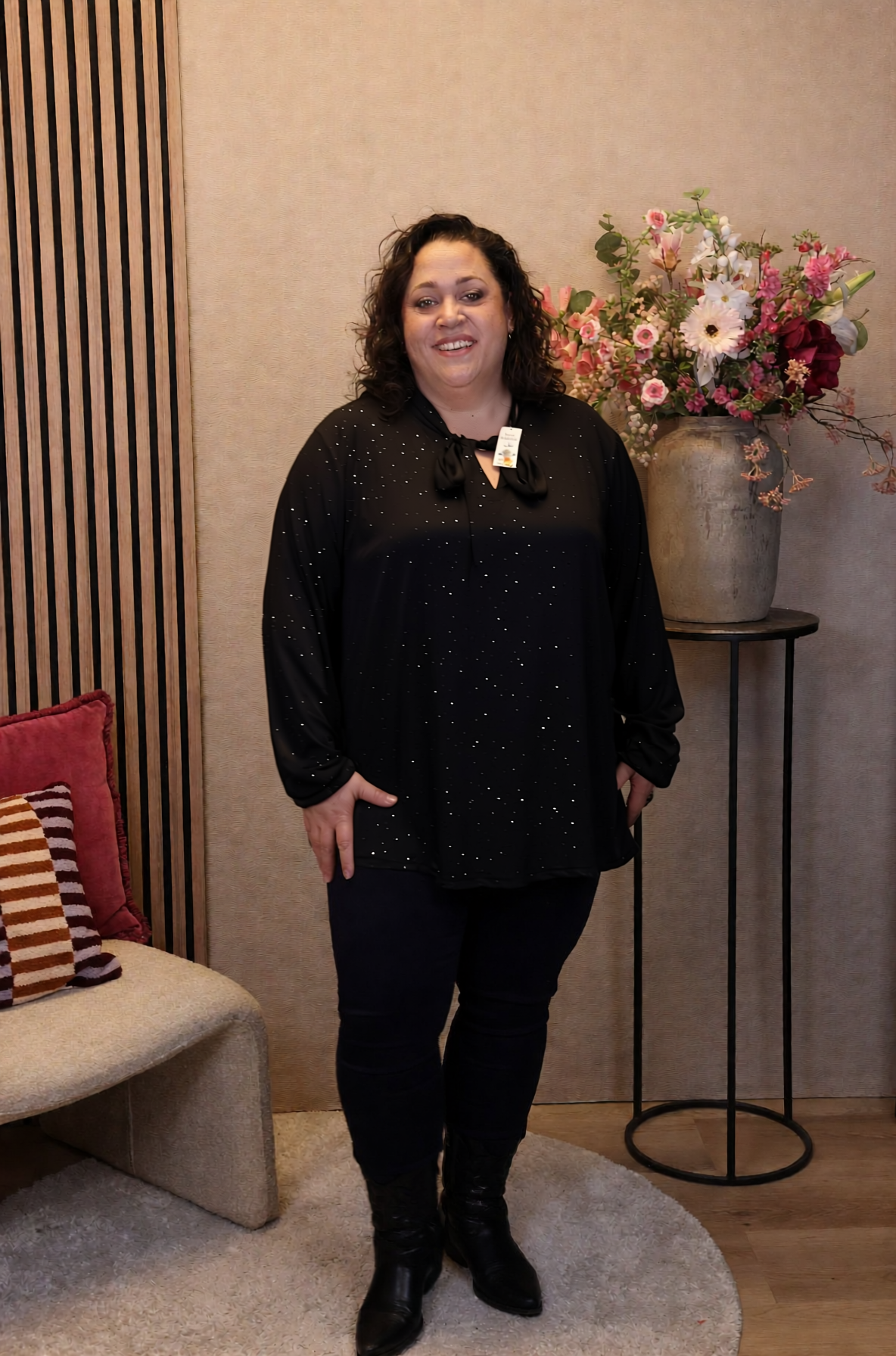 Dora | Bluse schwarz Langarm 52 bis 58