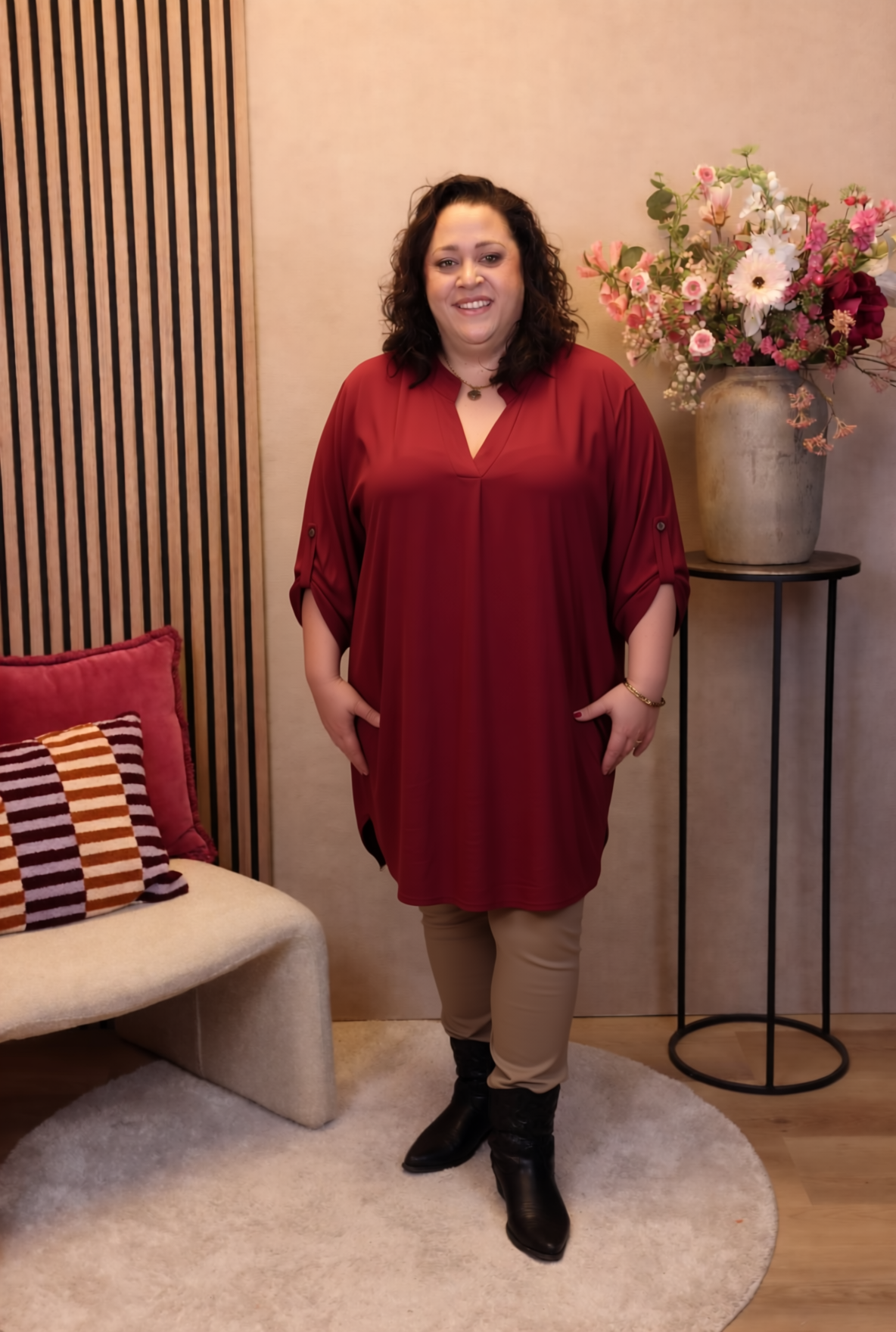 Dora | Bluse schwarz Langarm 52 bis 58