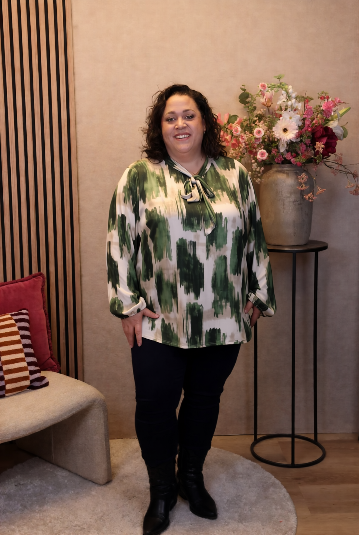 Dora | Bluse schwarz Langarm 52 bis 58