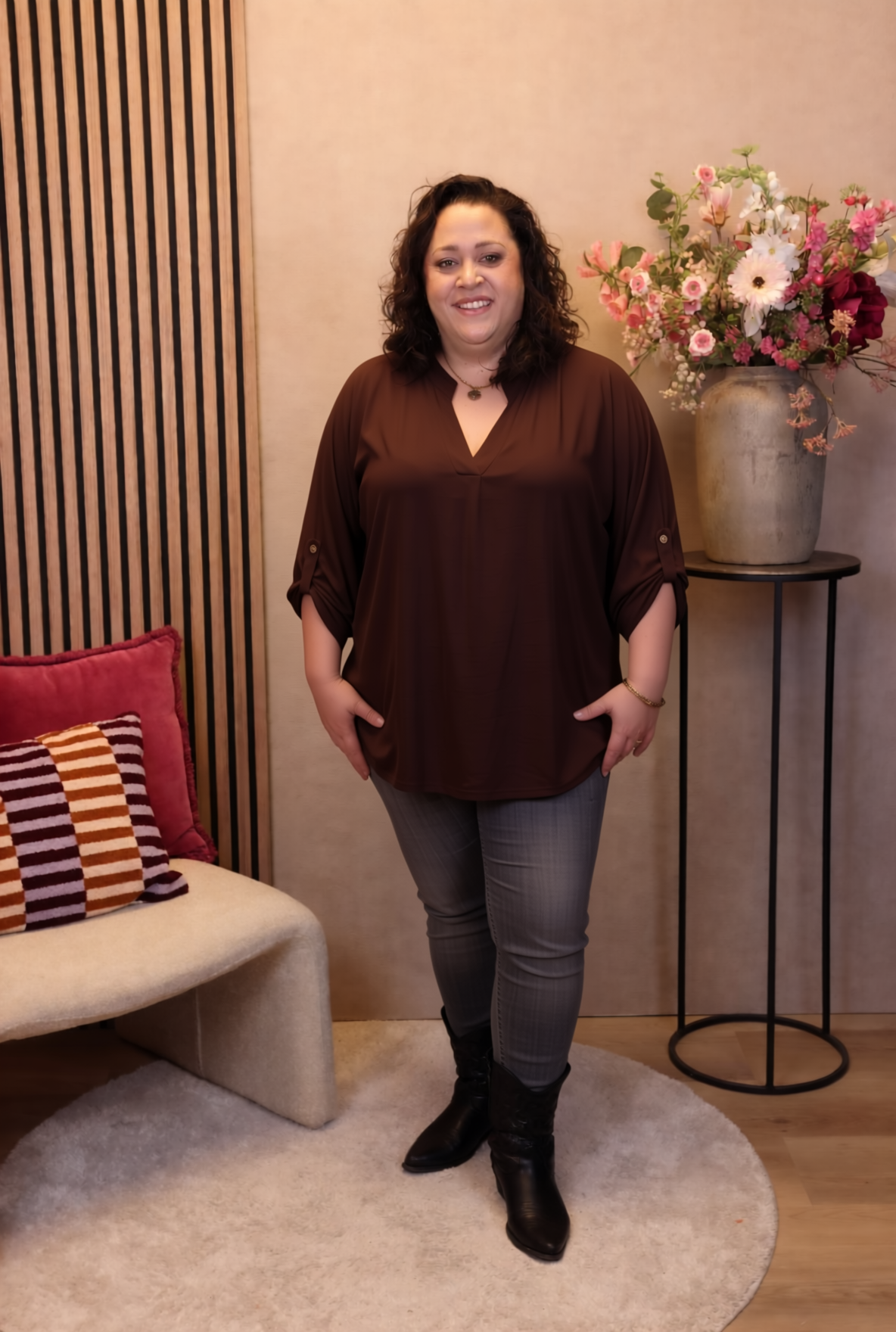 Dora | Bluse schwarz Langarm 52 bis 58