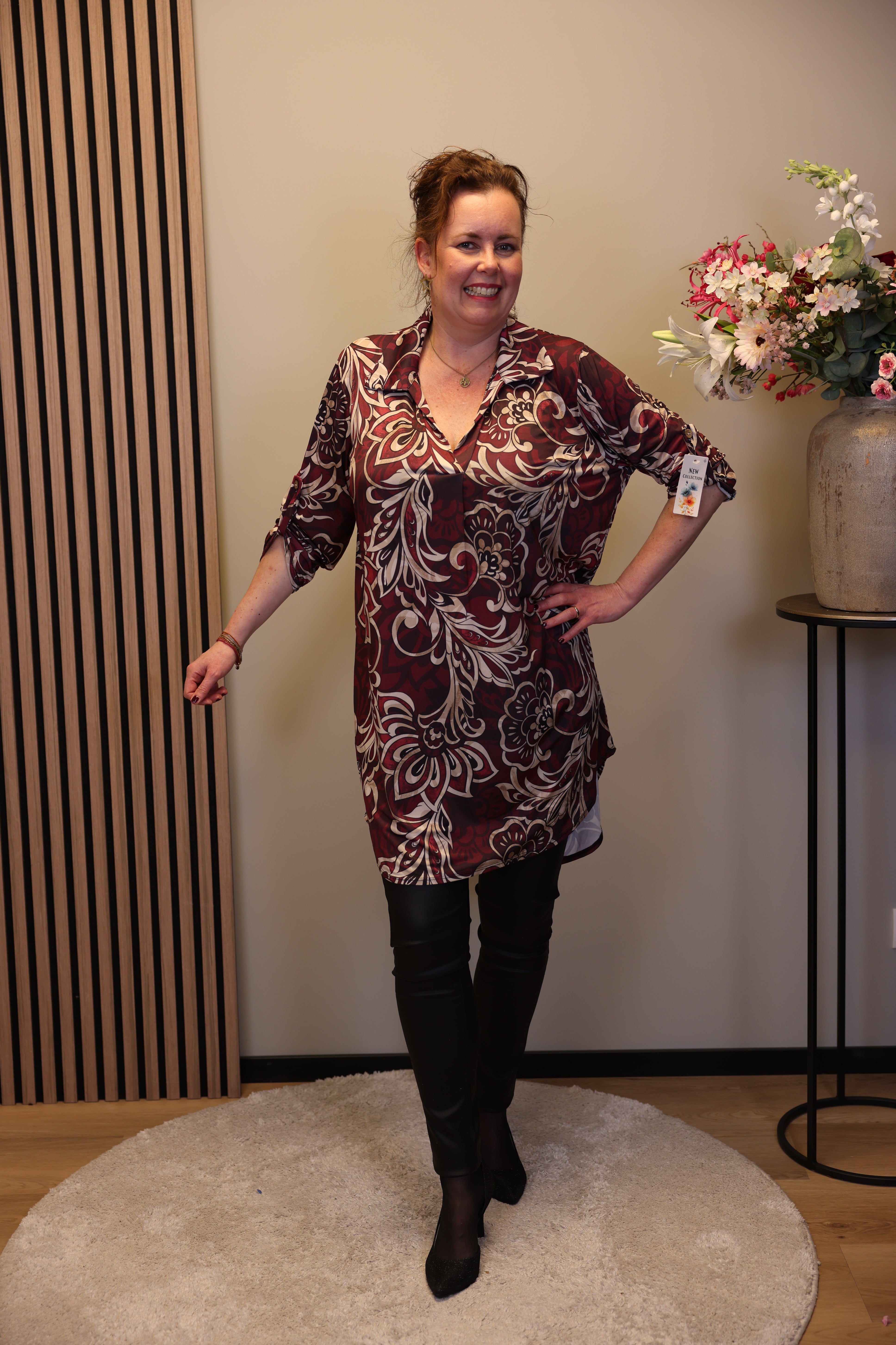 Lana | Blaue Bluse mit Kragen 38 bis 48