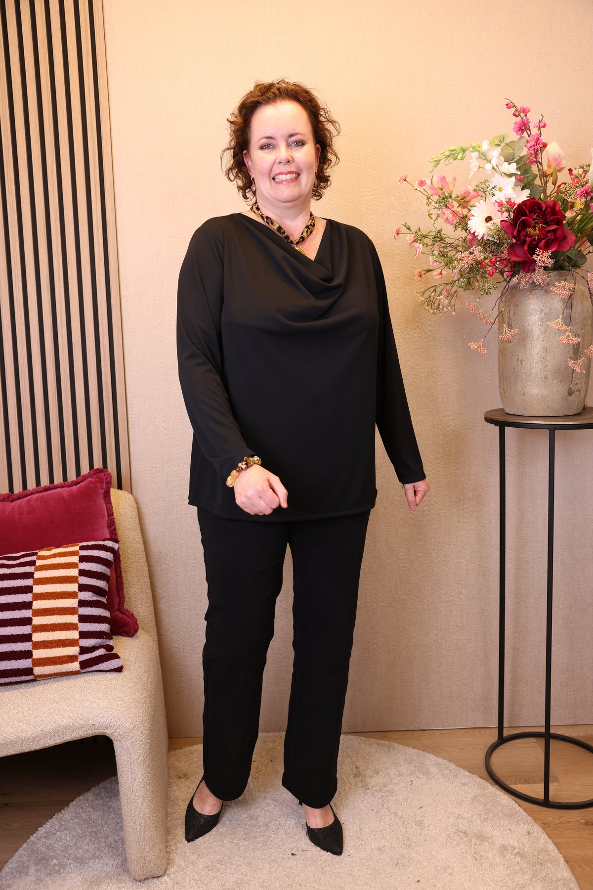Dora | Bluse schwarz Langarm 52 bis 58