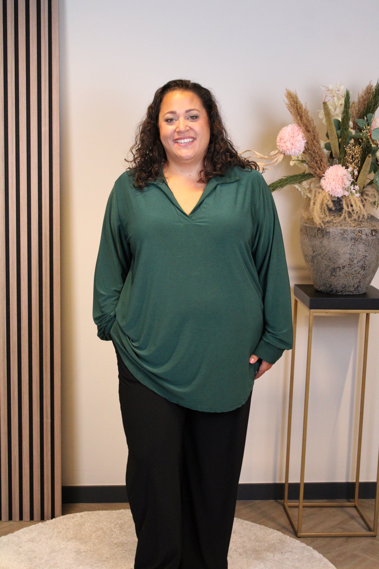 Sara | Bluse grün Langarm 48 bis 52