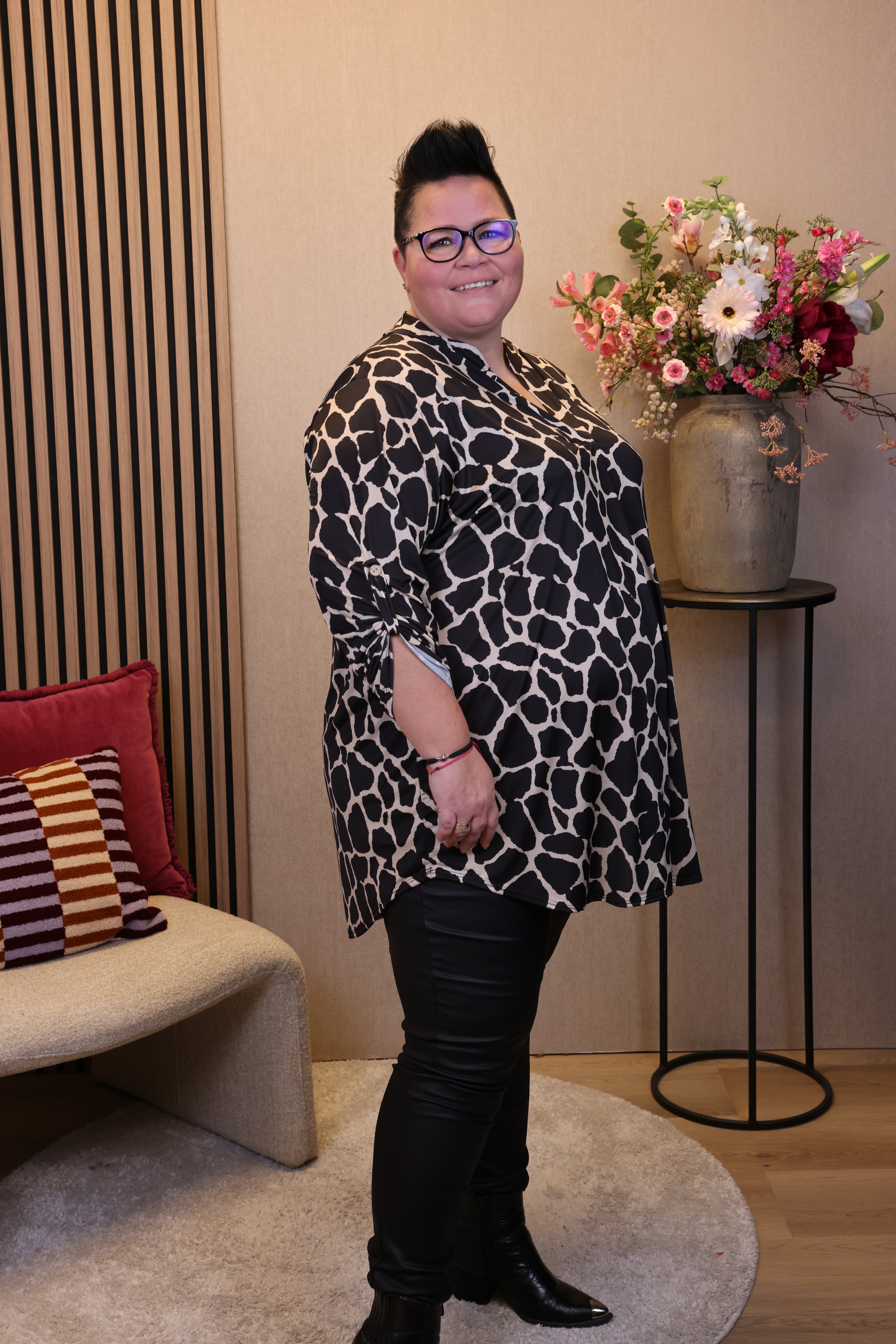 Dora | Bluse schwarz Langarm 52 bis 58