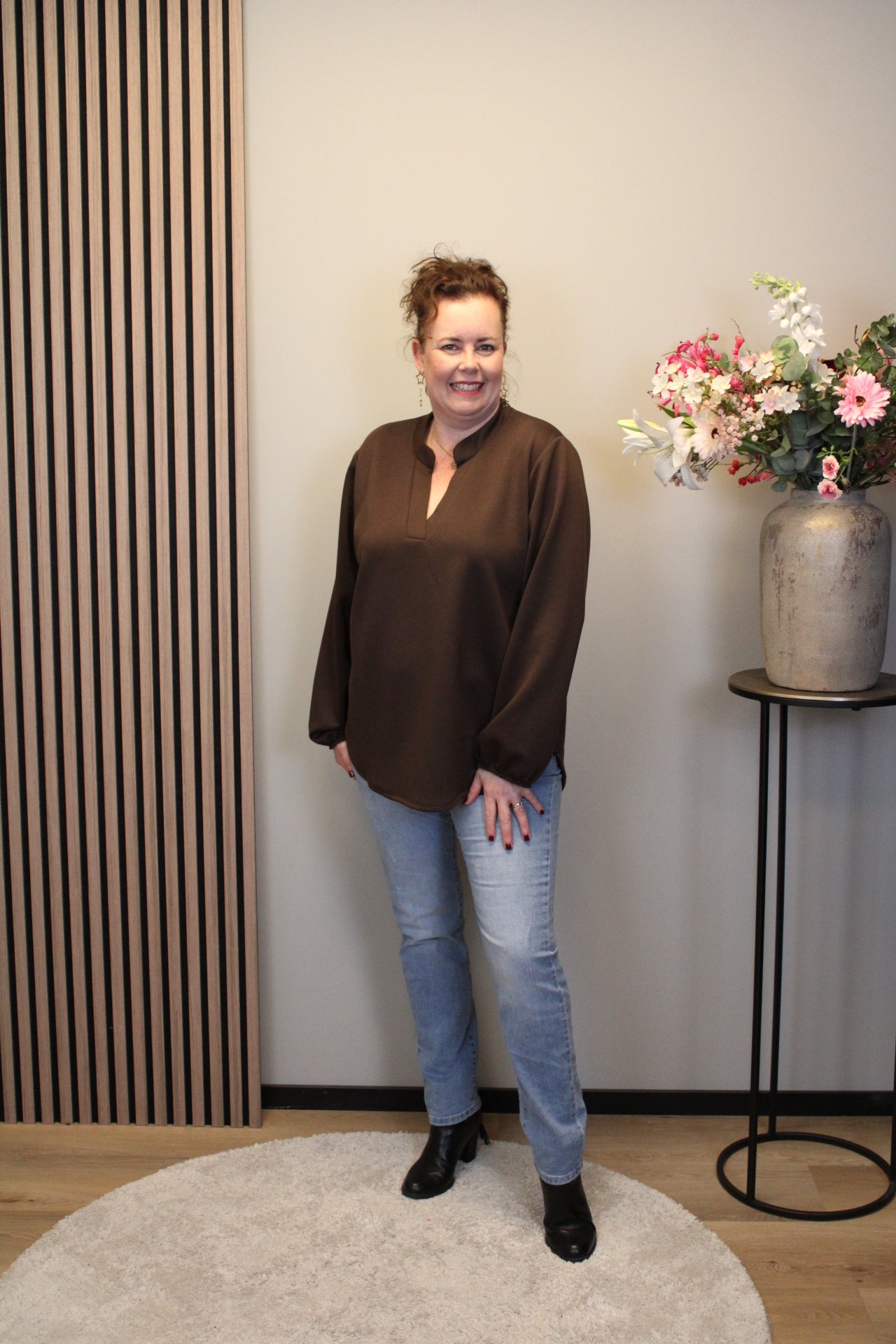 Dora | Bluse schwarz Langarm 52 bis 58