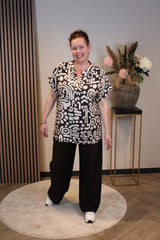 Dora | Bluse schwarz Langarm 52 bis 58