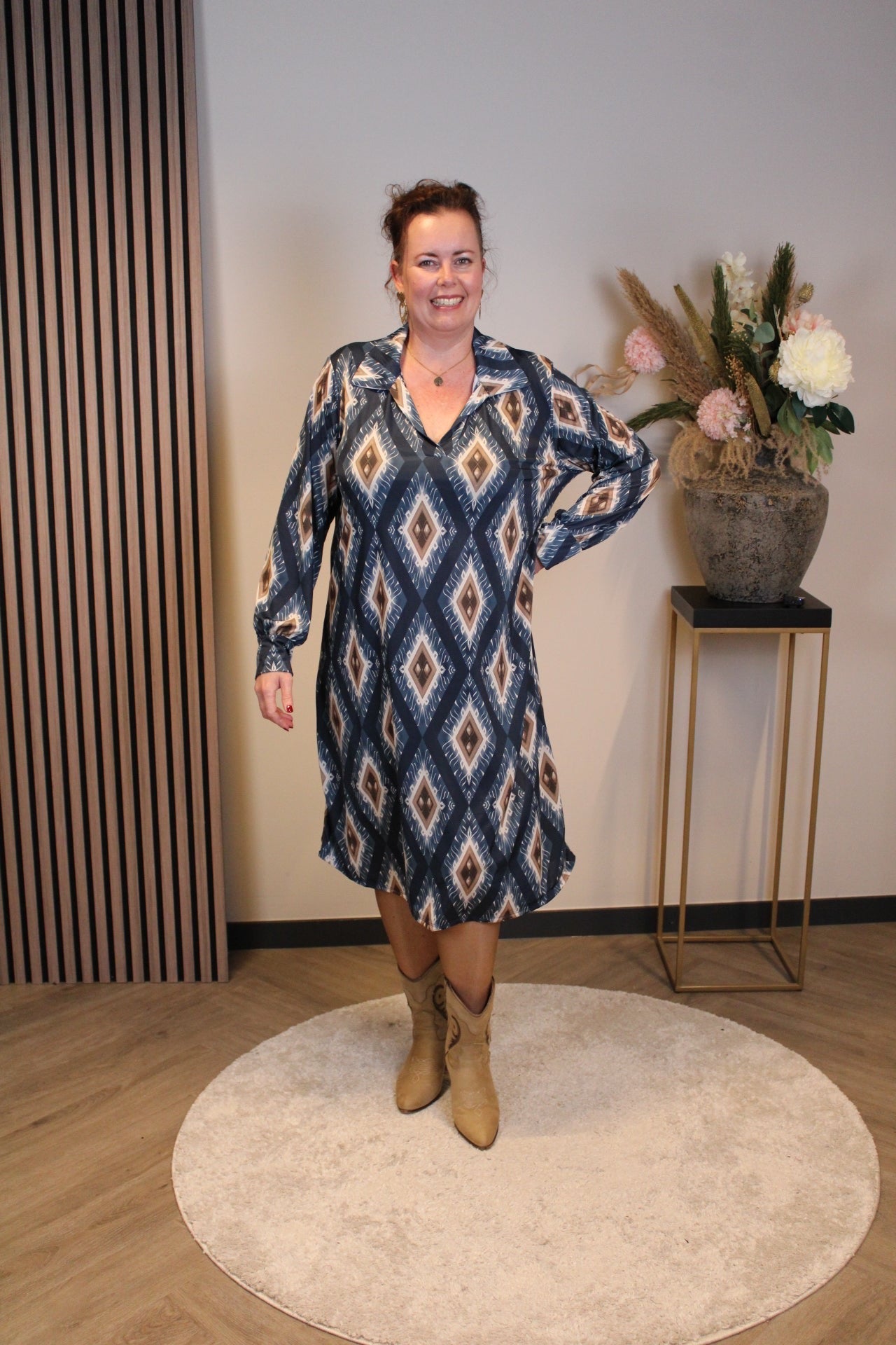Marise | Blaues Langarmkleid 46 bis 50