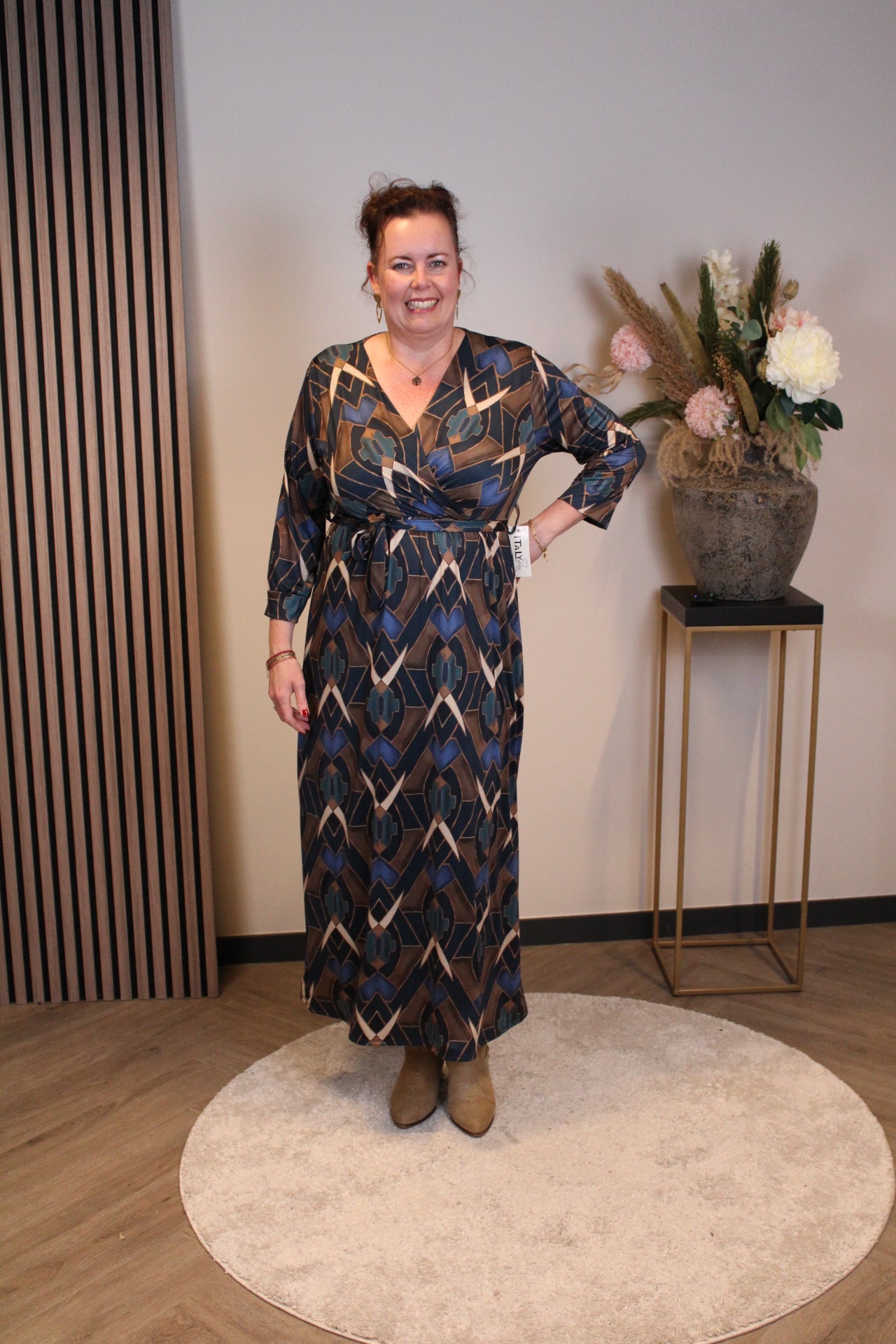 Marise | Braunes Kleid mit langen Ärmeln, Größe 38 bis 44