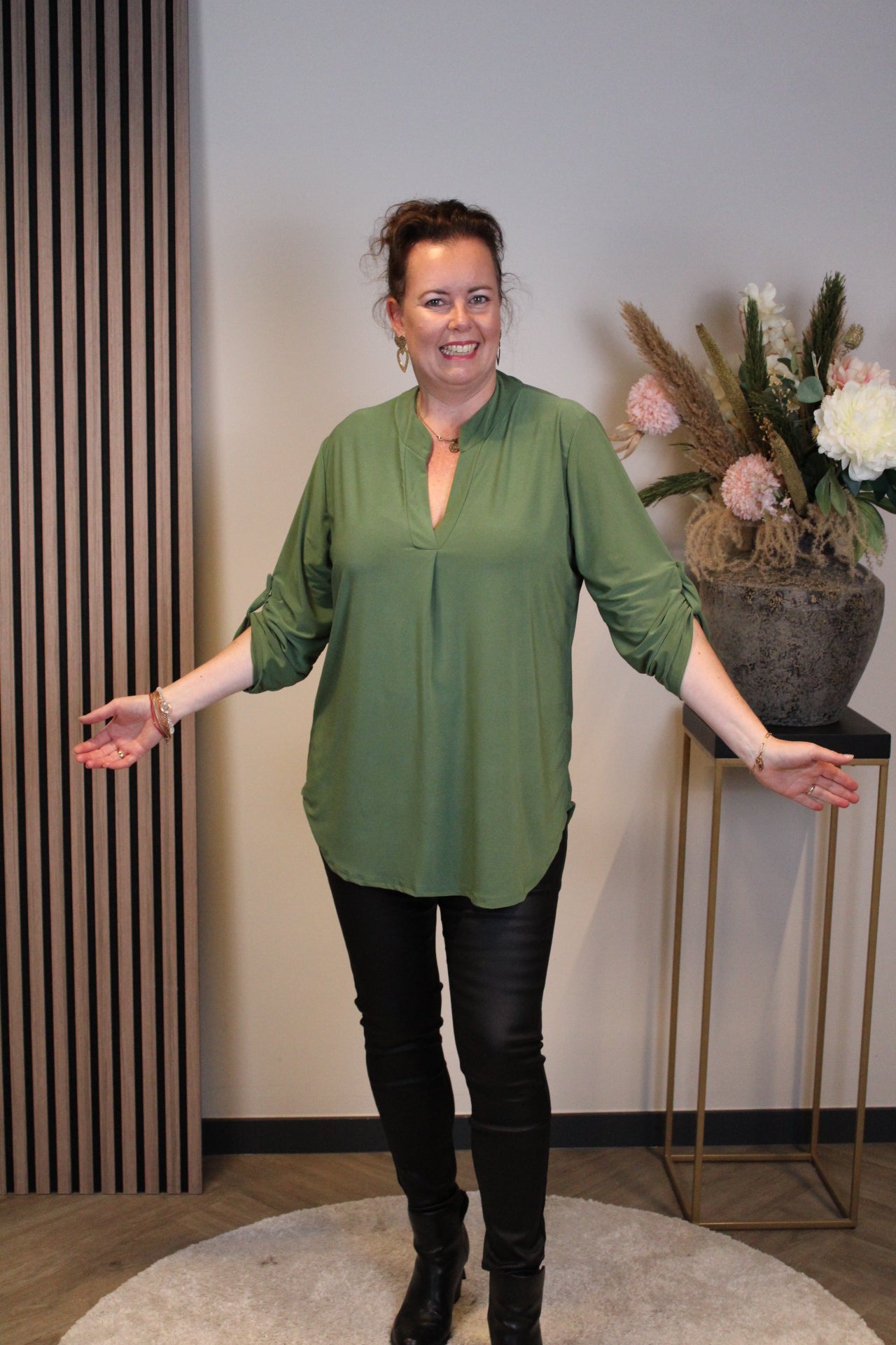 Dora | Bluse schwarz Langarm 52 bis 58