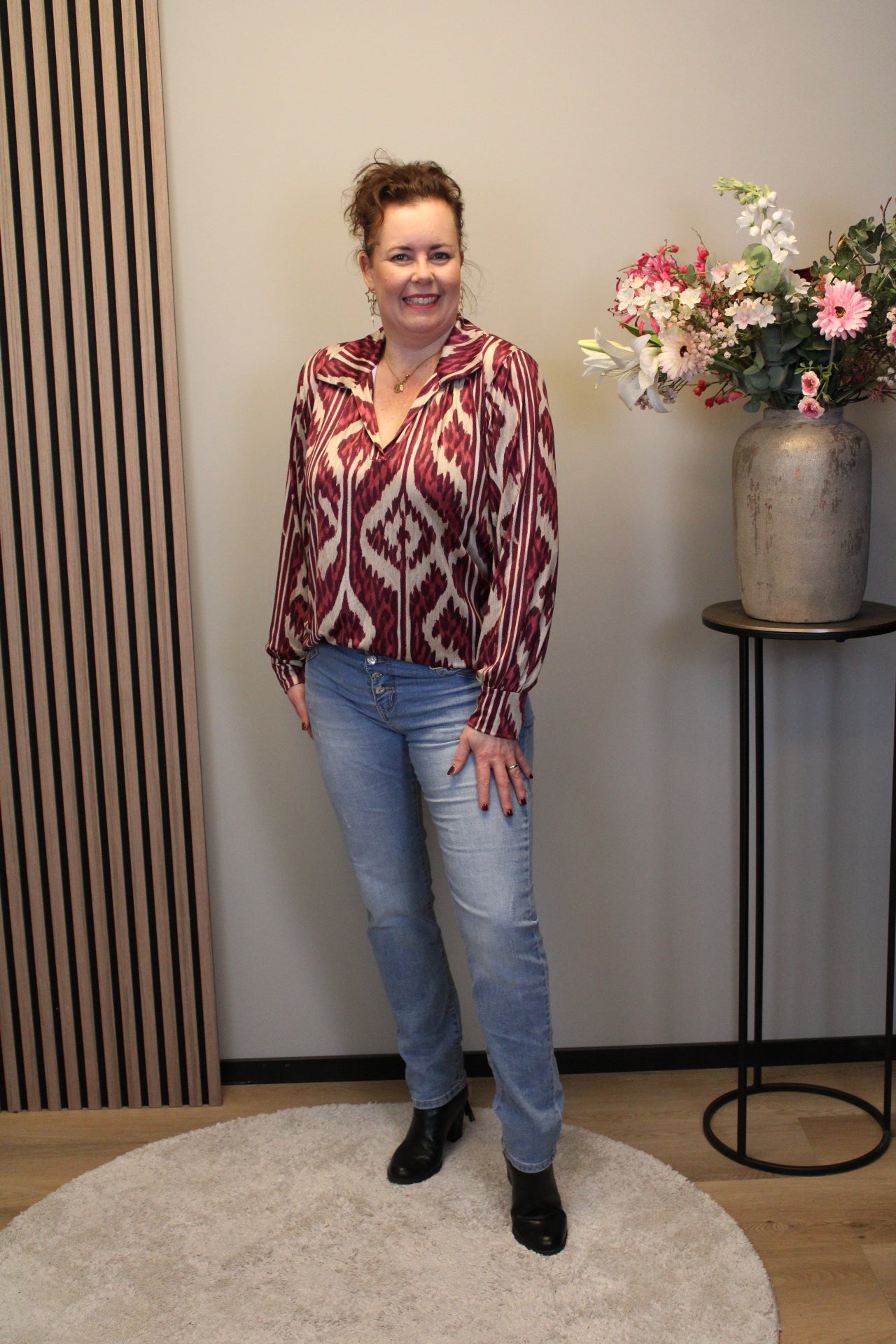 Mona | Grüne Bluse mit Kragen 38 bis 48