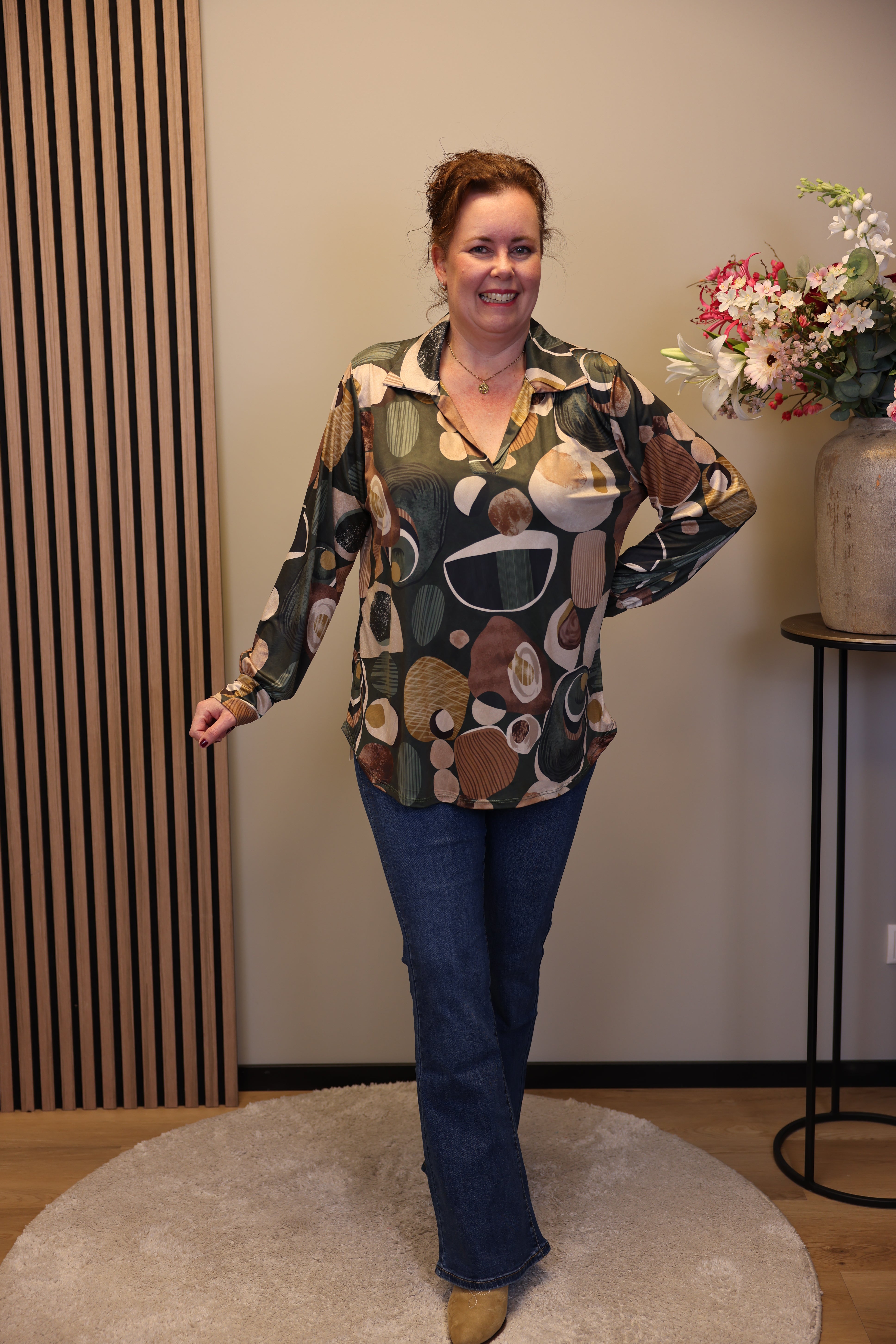 Verona | Bluse mit Kragen blau 48 bis 52