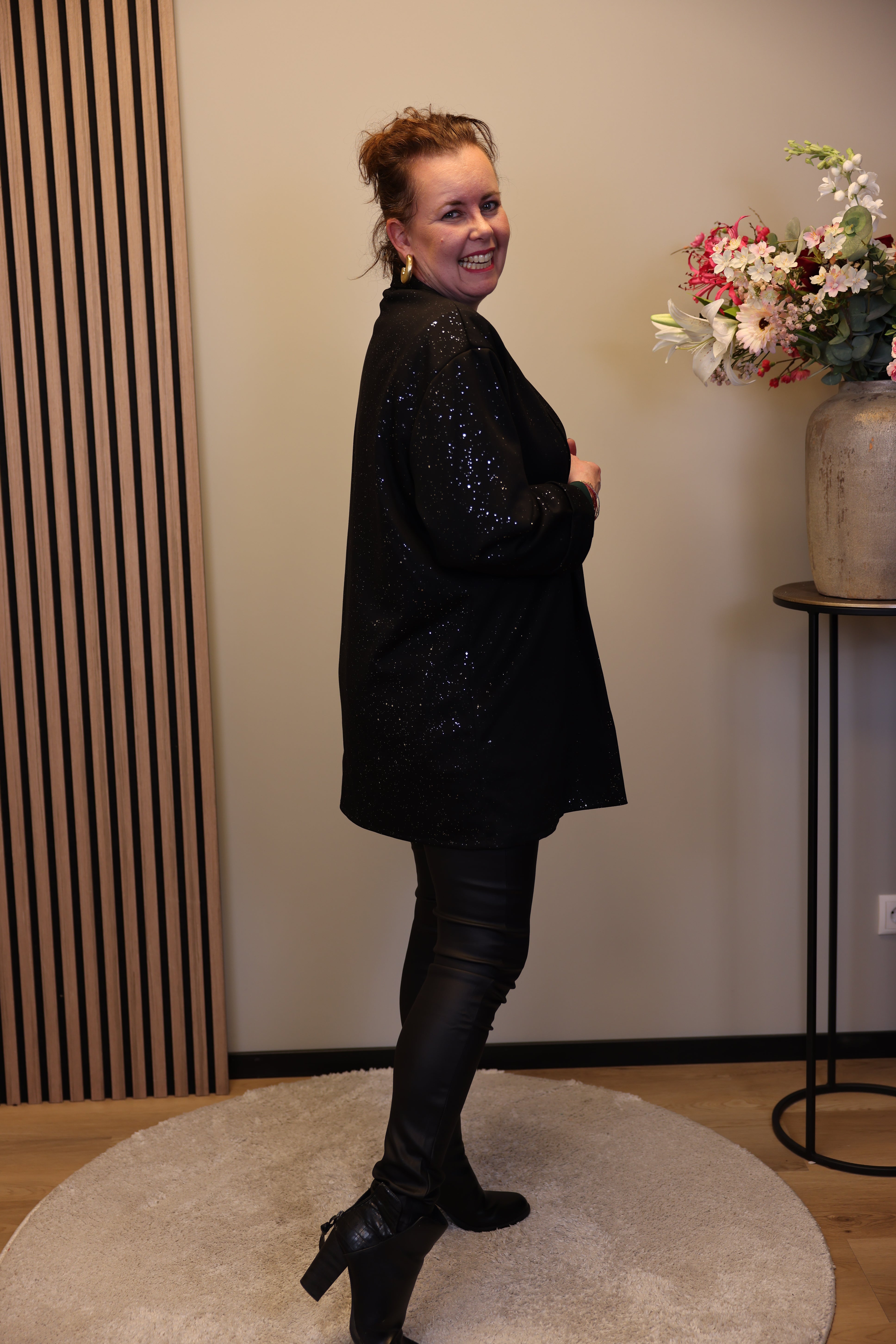 Dora | Bluse schwarz Langarm 52 bis 58