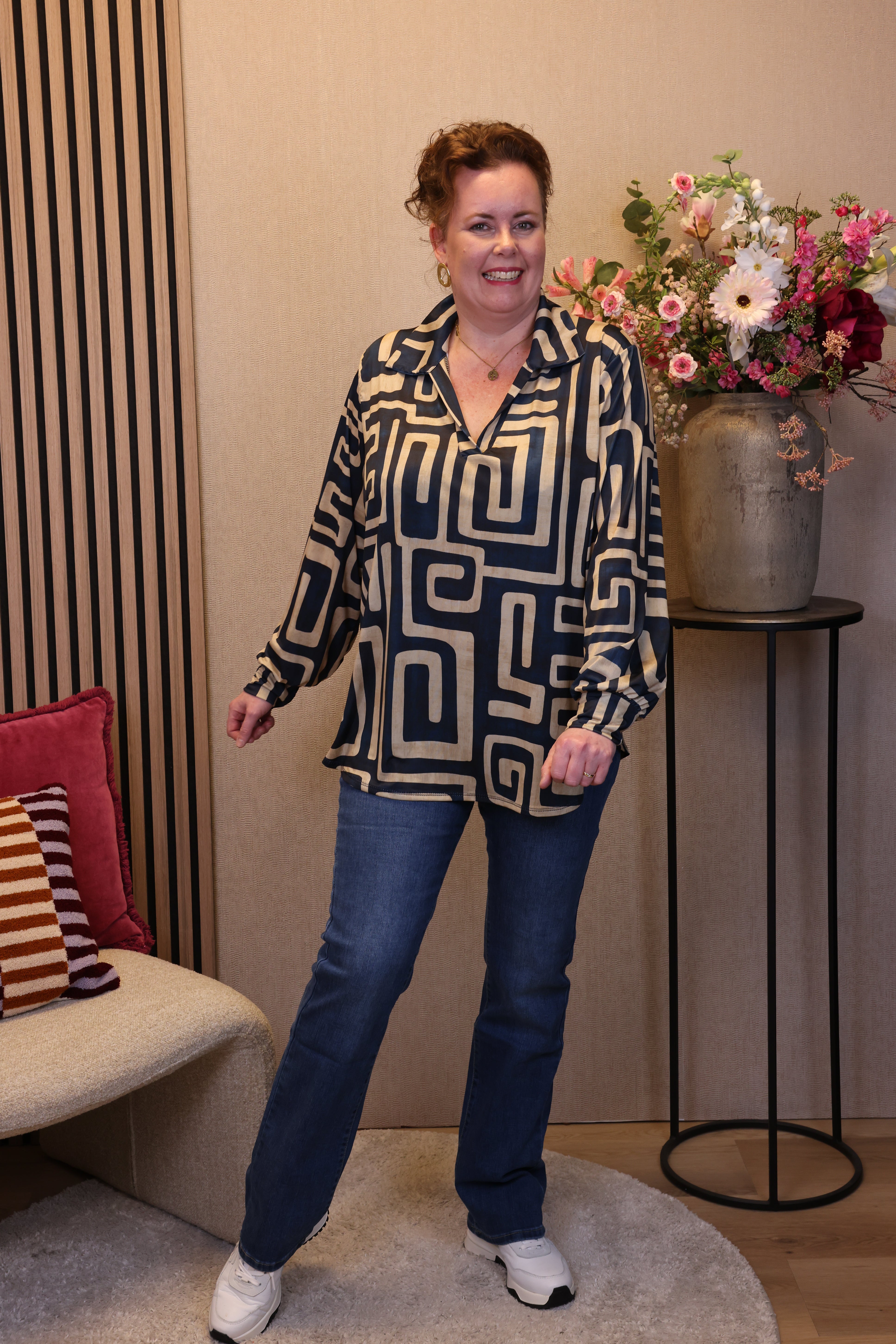 Dora | Bluse schwarz Langarm 52 bis 58