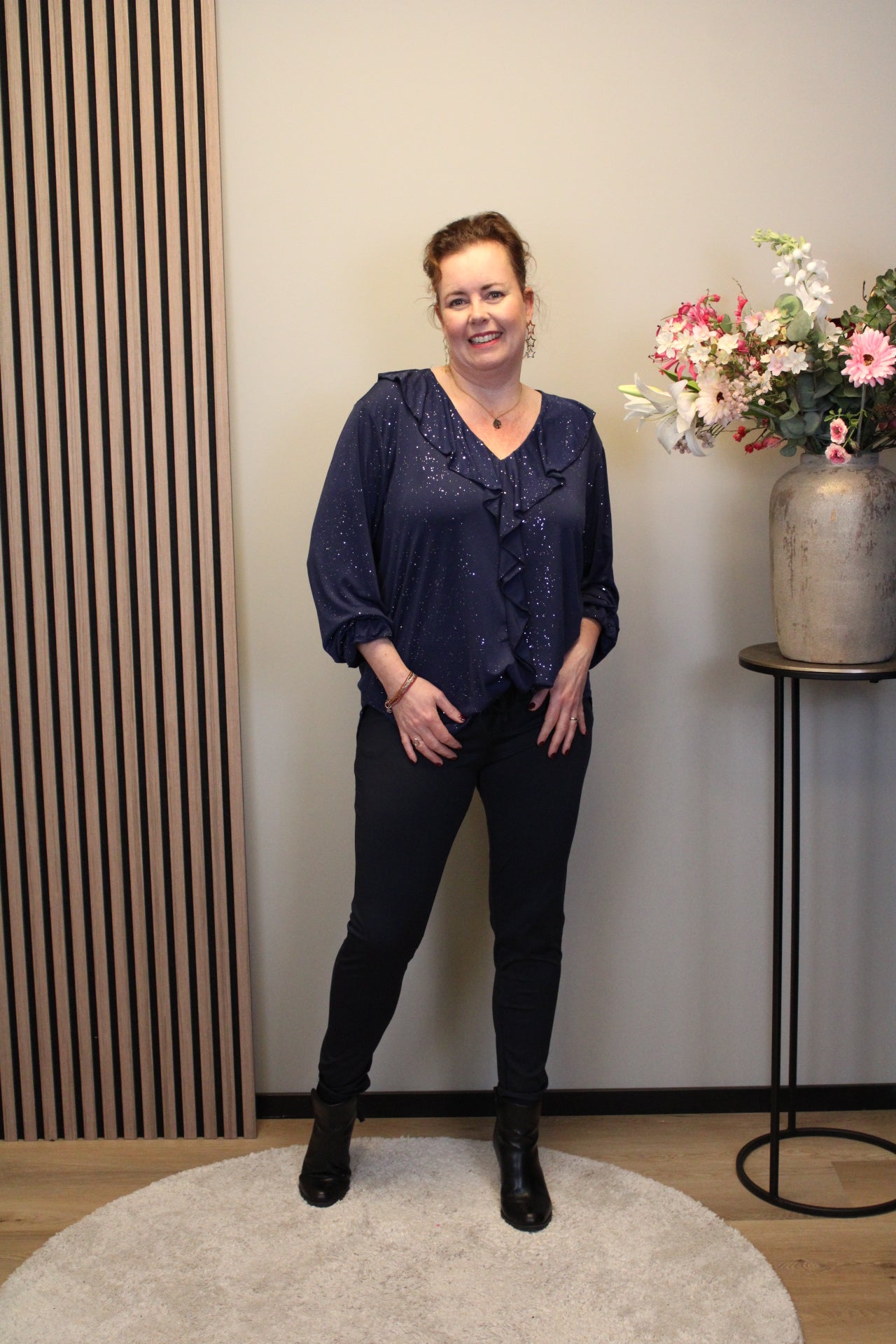 Dora | Bluse schwarz Langarm 52 bis 58