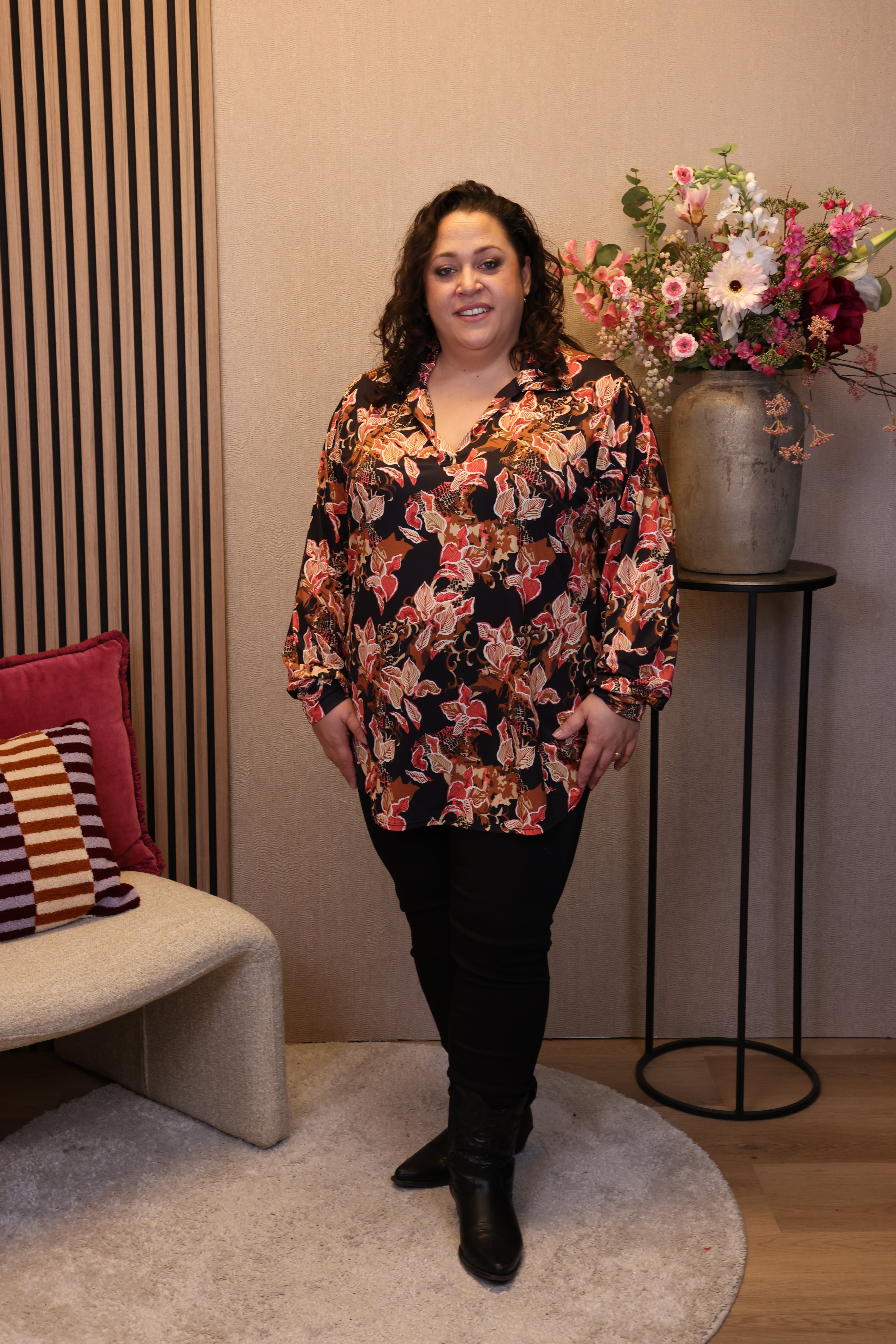 Dora | Bluse schwarz Langarm 52 bis 58